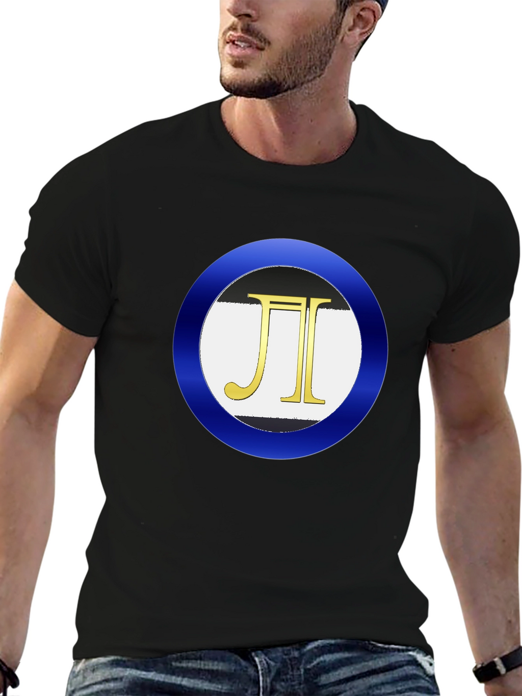 Mens Black T-Shirt with Circle Logo