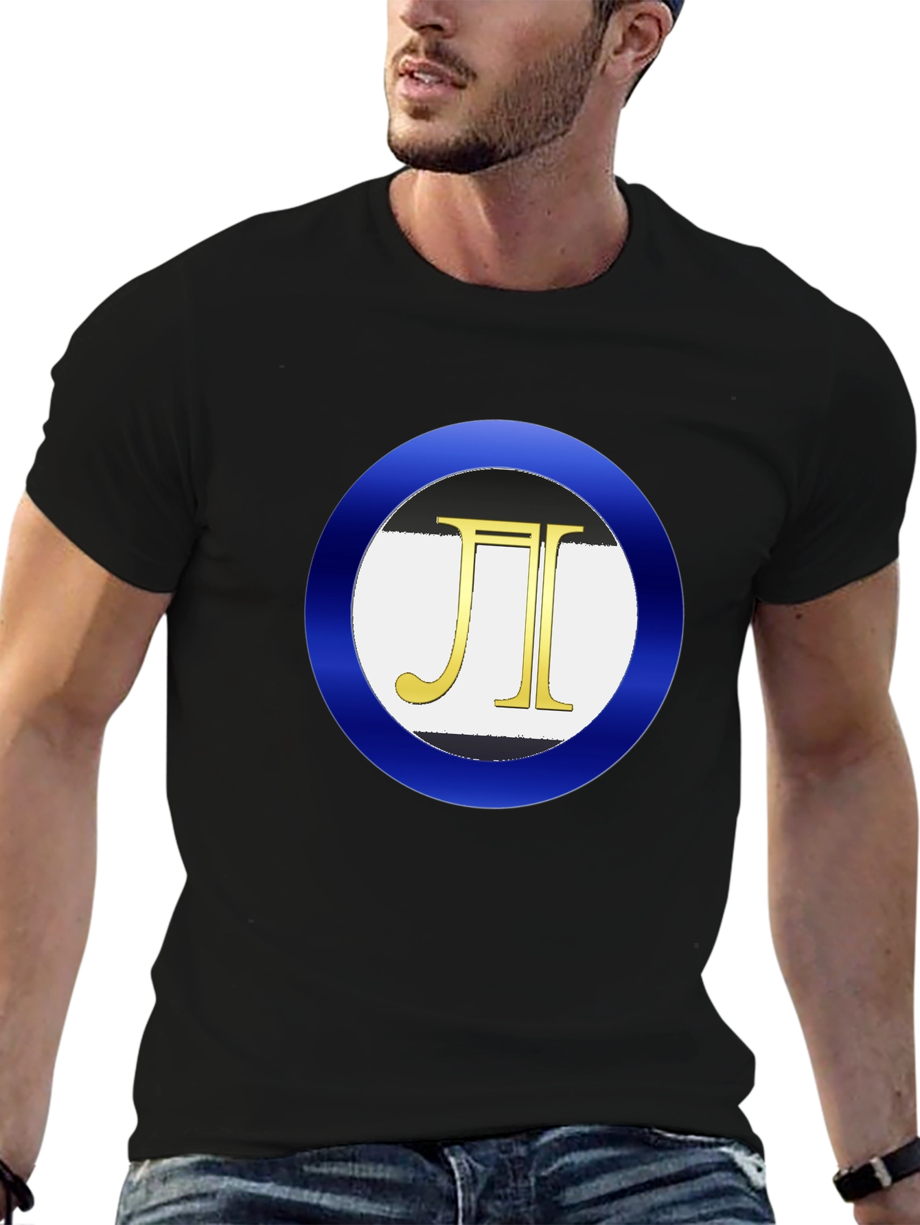 Mens Black T-Shirt with Circle Logo