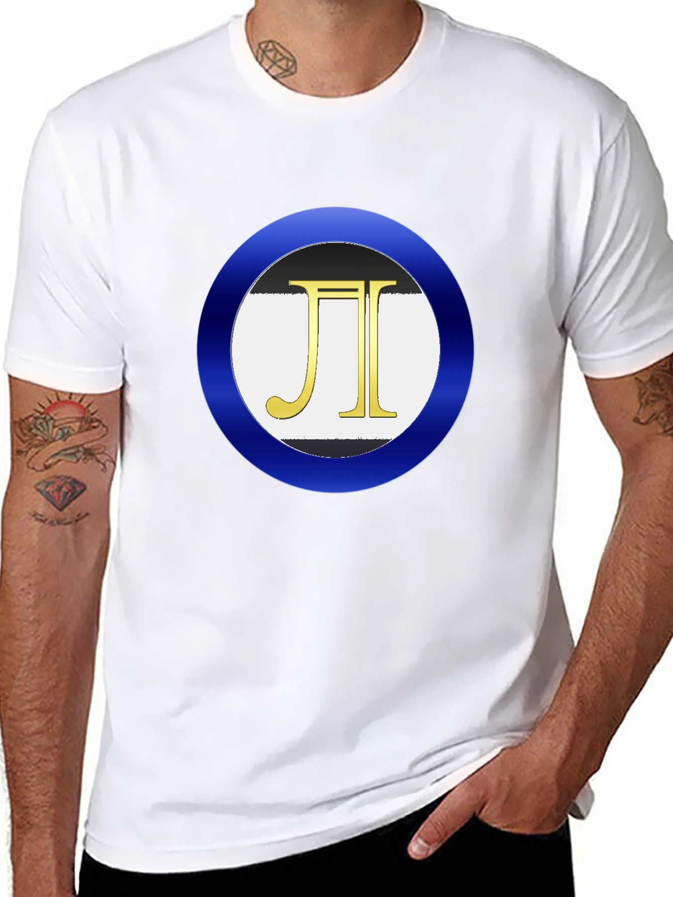 Mens Black T-Shirt with Circle Logo