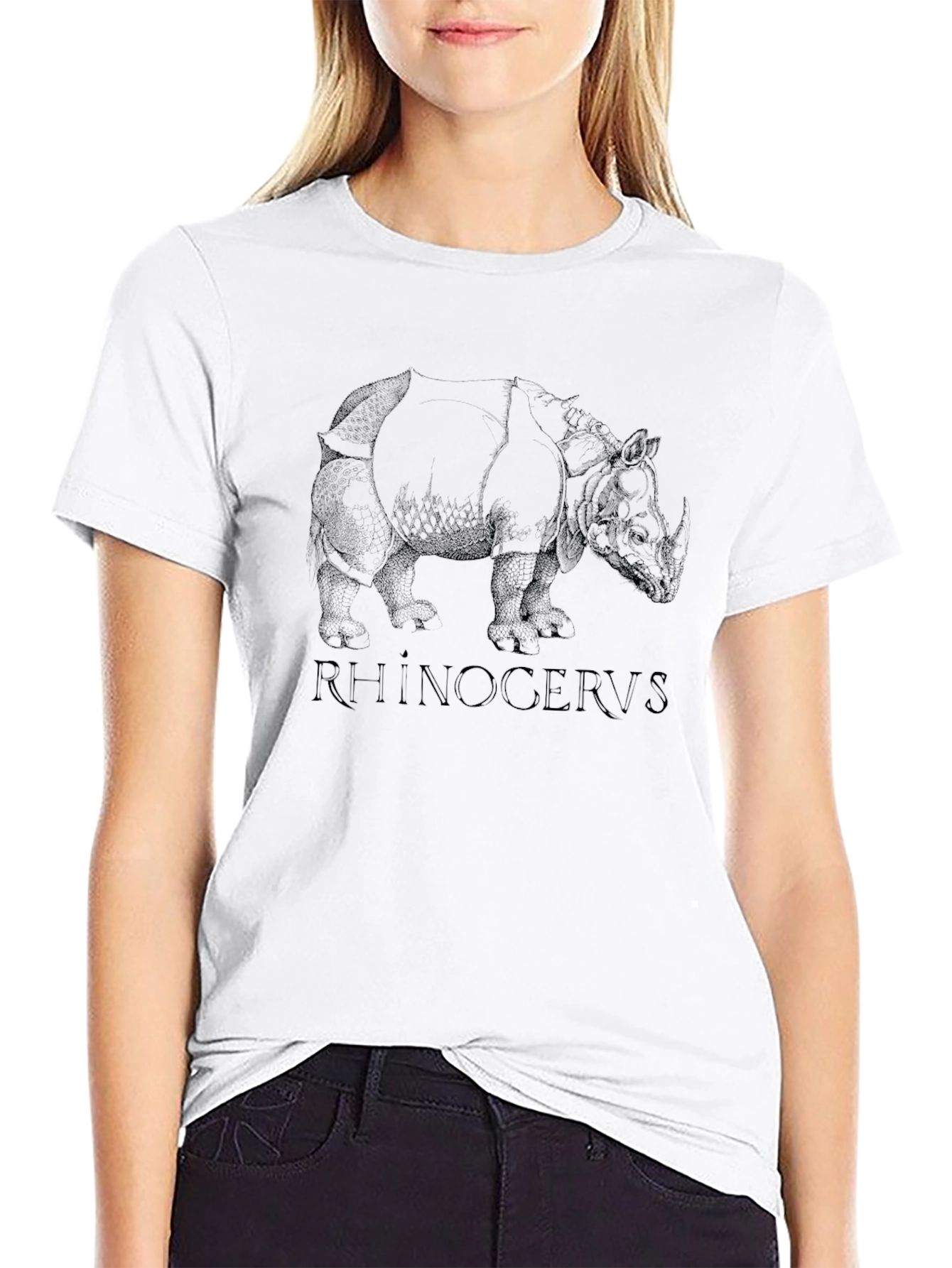 Rhinoceros Graphic Print Black T-Shirt