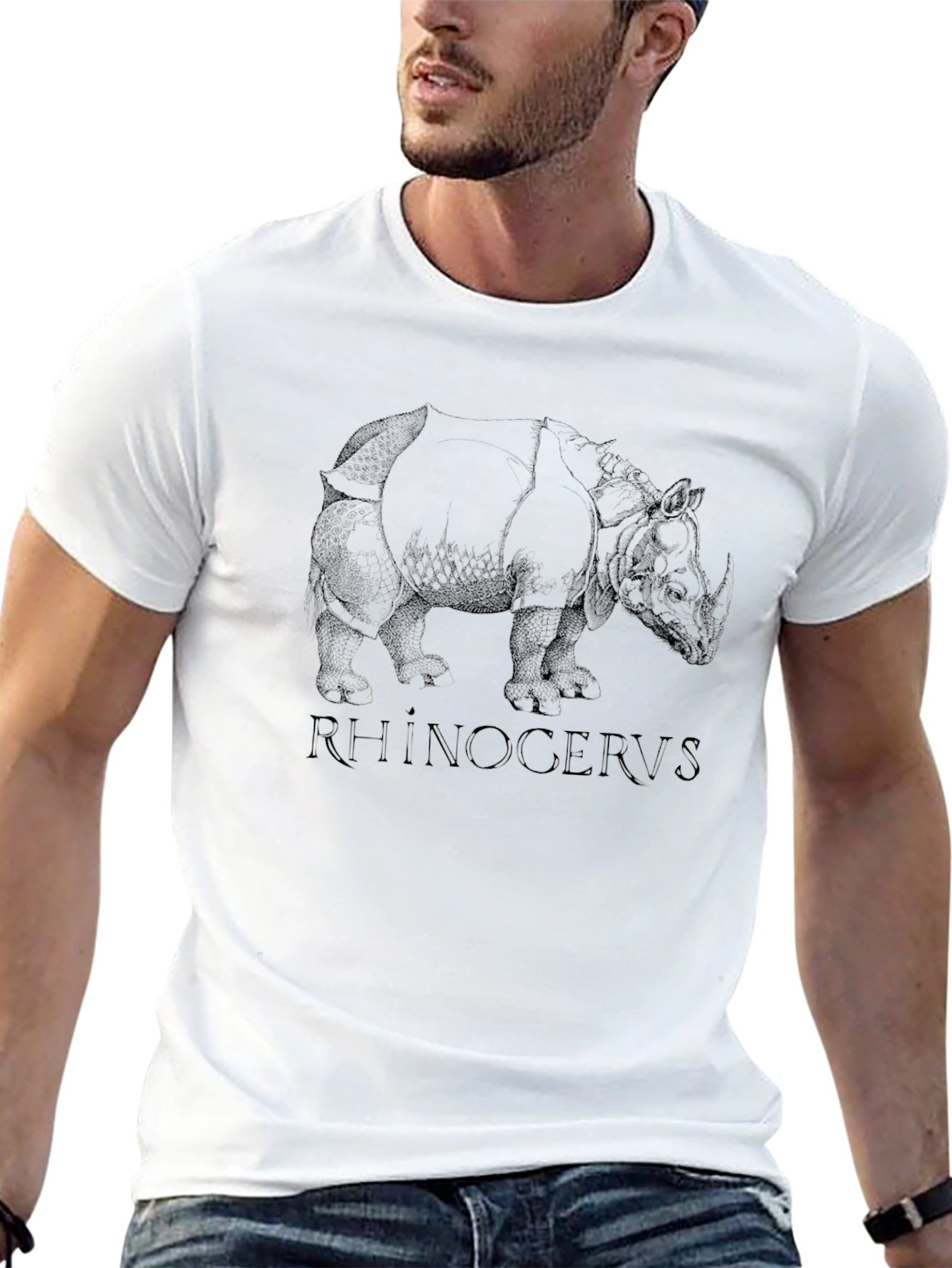 Rhinoceros Graphic Print Black T-Shirt