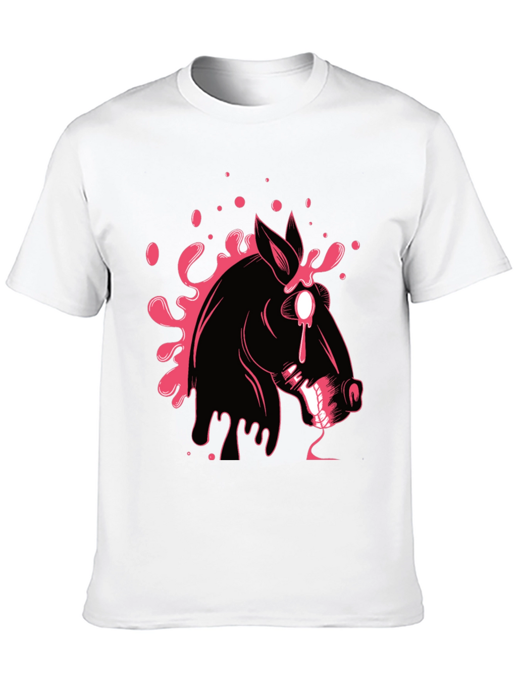 Graphic Print Black T-Shirt with Horse Design