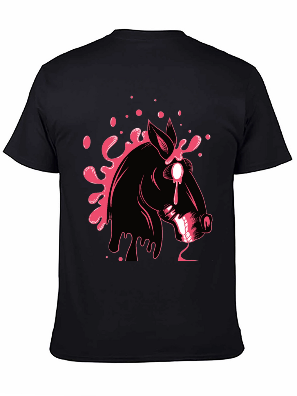 Graphic Print Black T-Shirt with Horse Design
