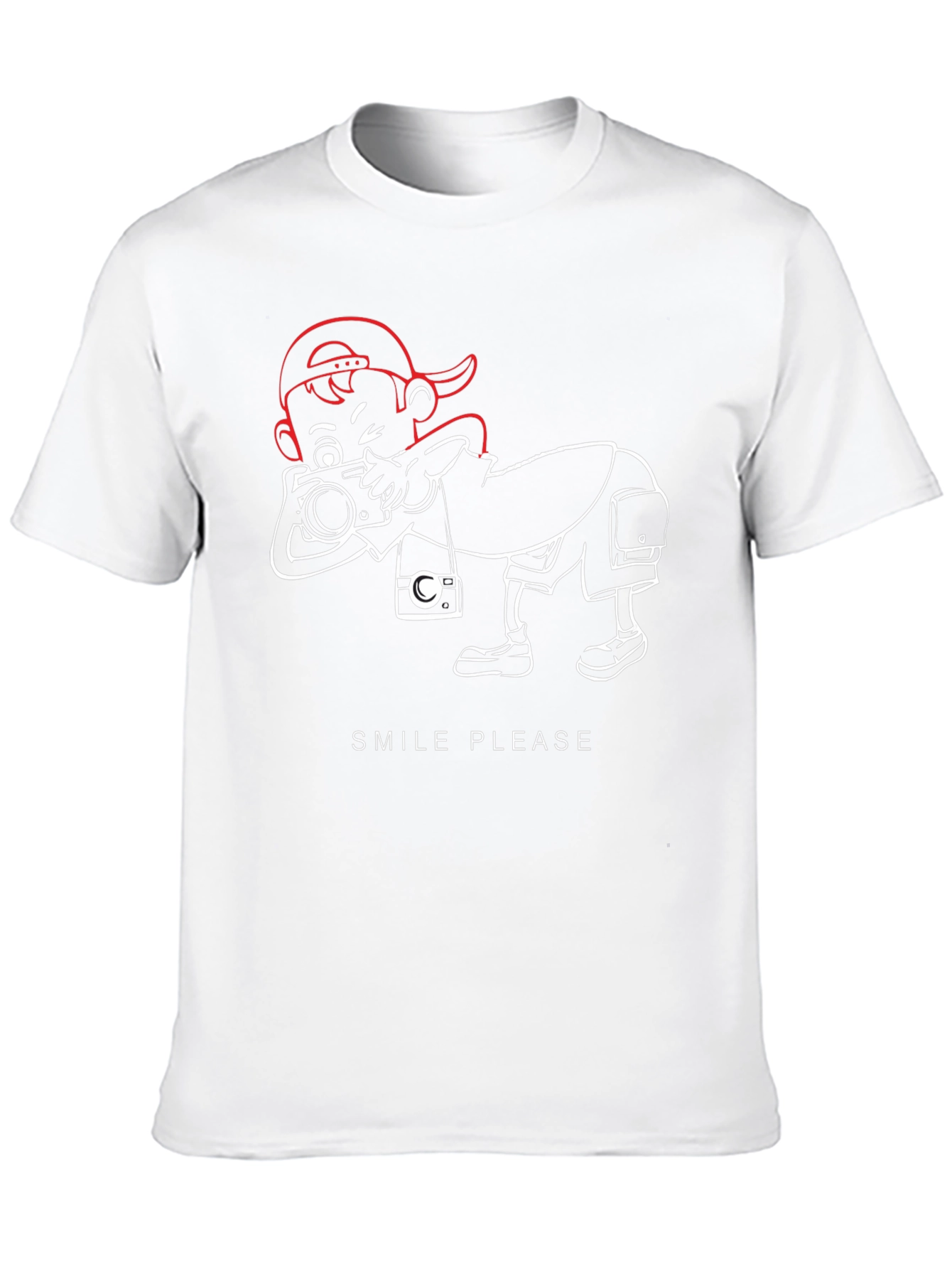 Smile Please Black Graphic Tee - Photographer Cartoon Design