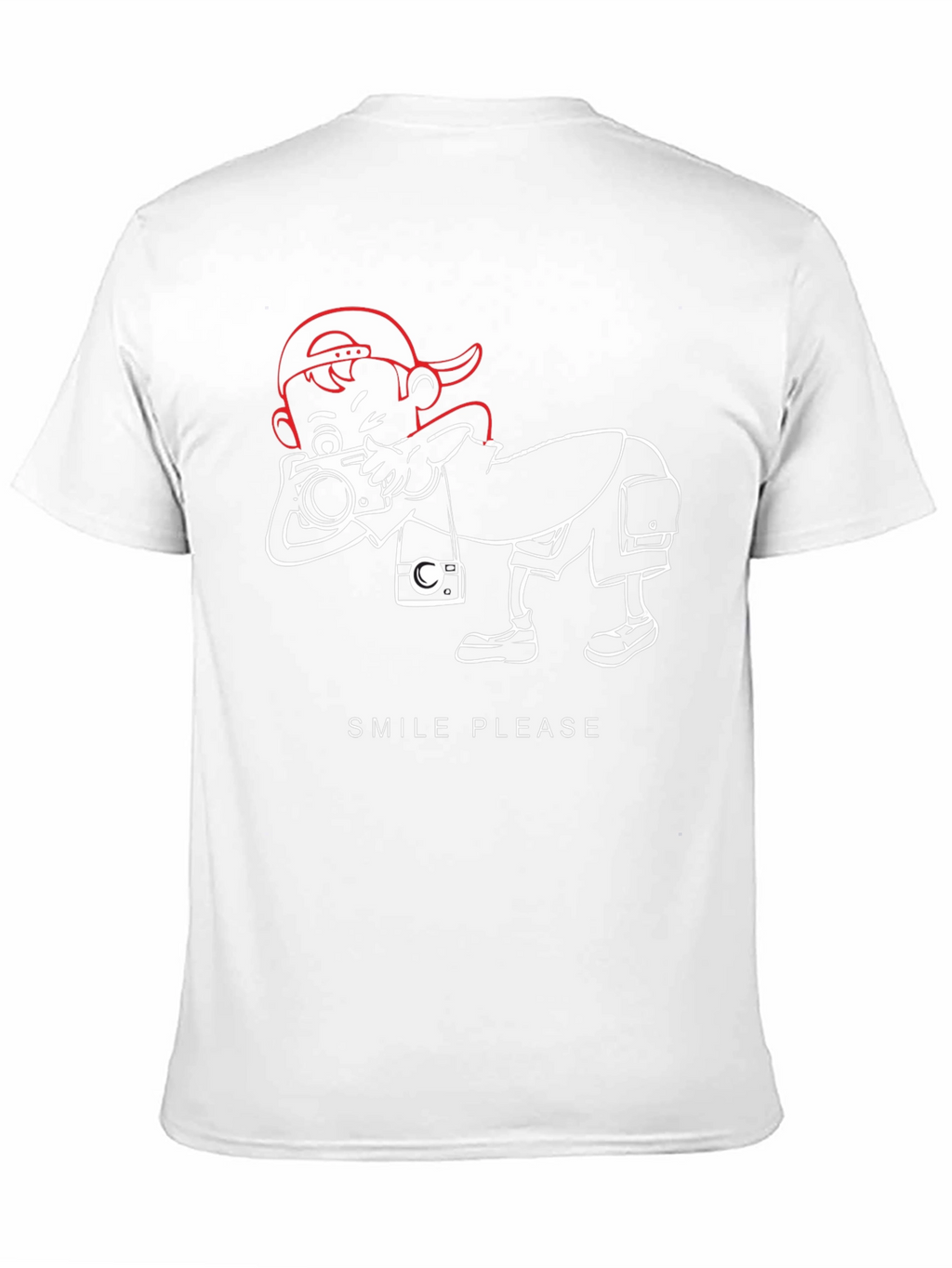 Smile Please Black Graphic Tee - Photographer Cartoon Design