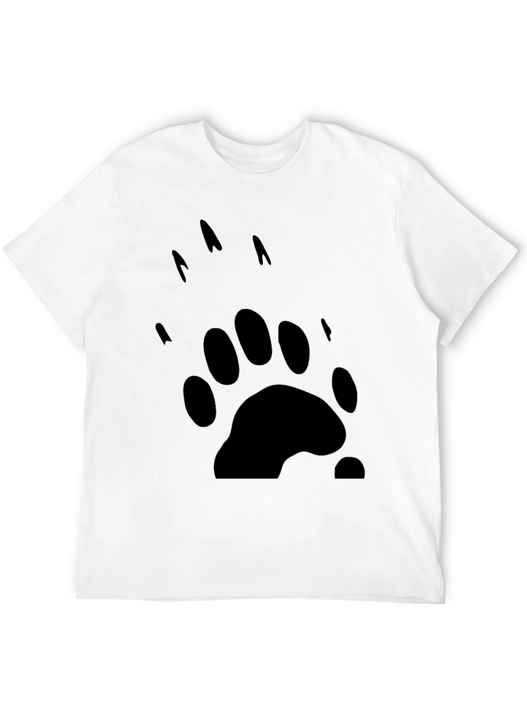 Bear Paw Print Graphic Tee - Black Cotton T-Shirt