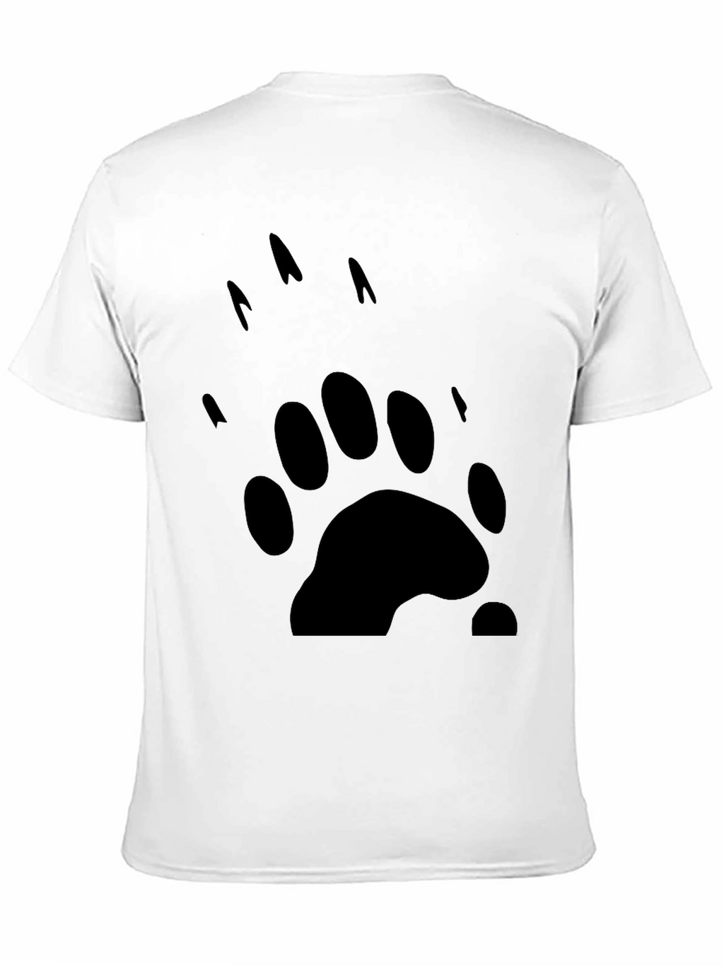 Bear Paw Print Graphic Tee - Black Cotton T-Shirt