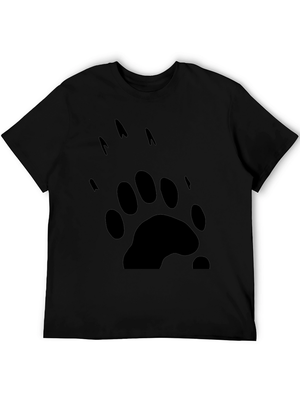 Bear Paw Print Graphic Tee - Black Cotton T-Shirt