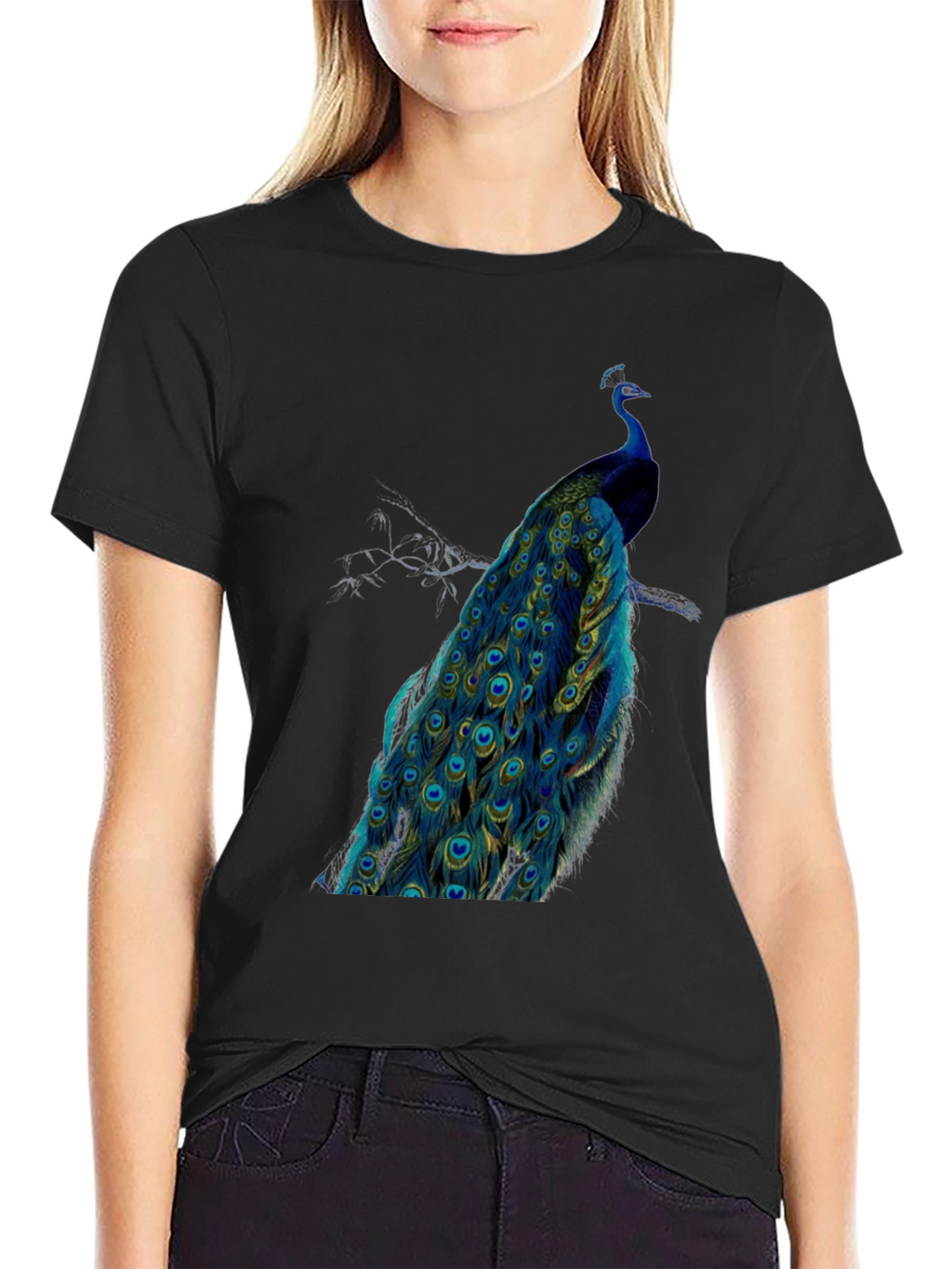 Peacock Graphic Tee - Mens Black T-Shirt