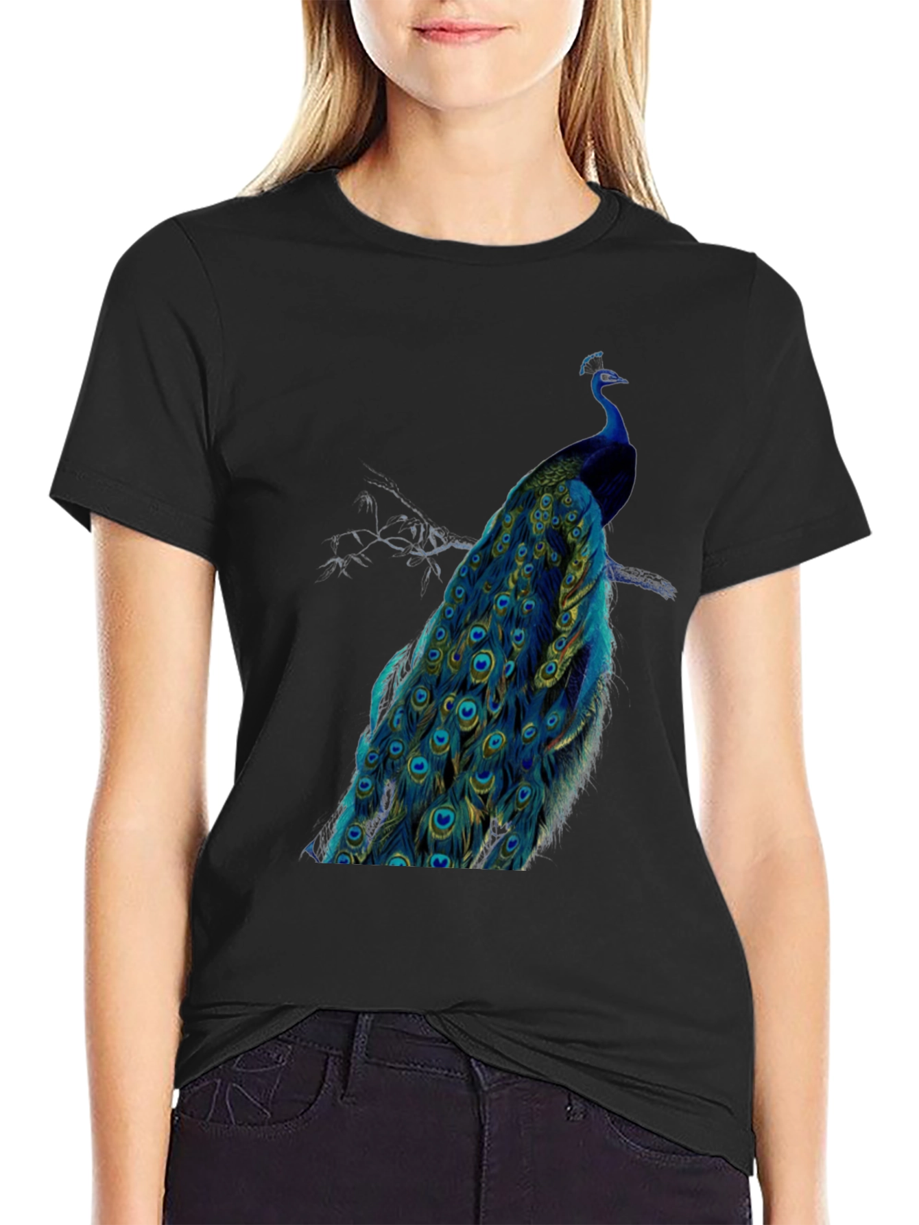 Peacock Graphic Tee - Mens Black T-Shirt