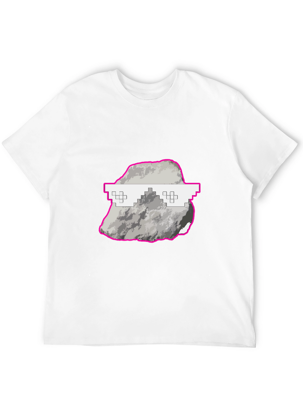 Cool Rock Graphic Tee - Trendy Pixel Glasses