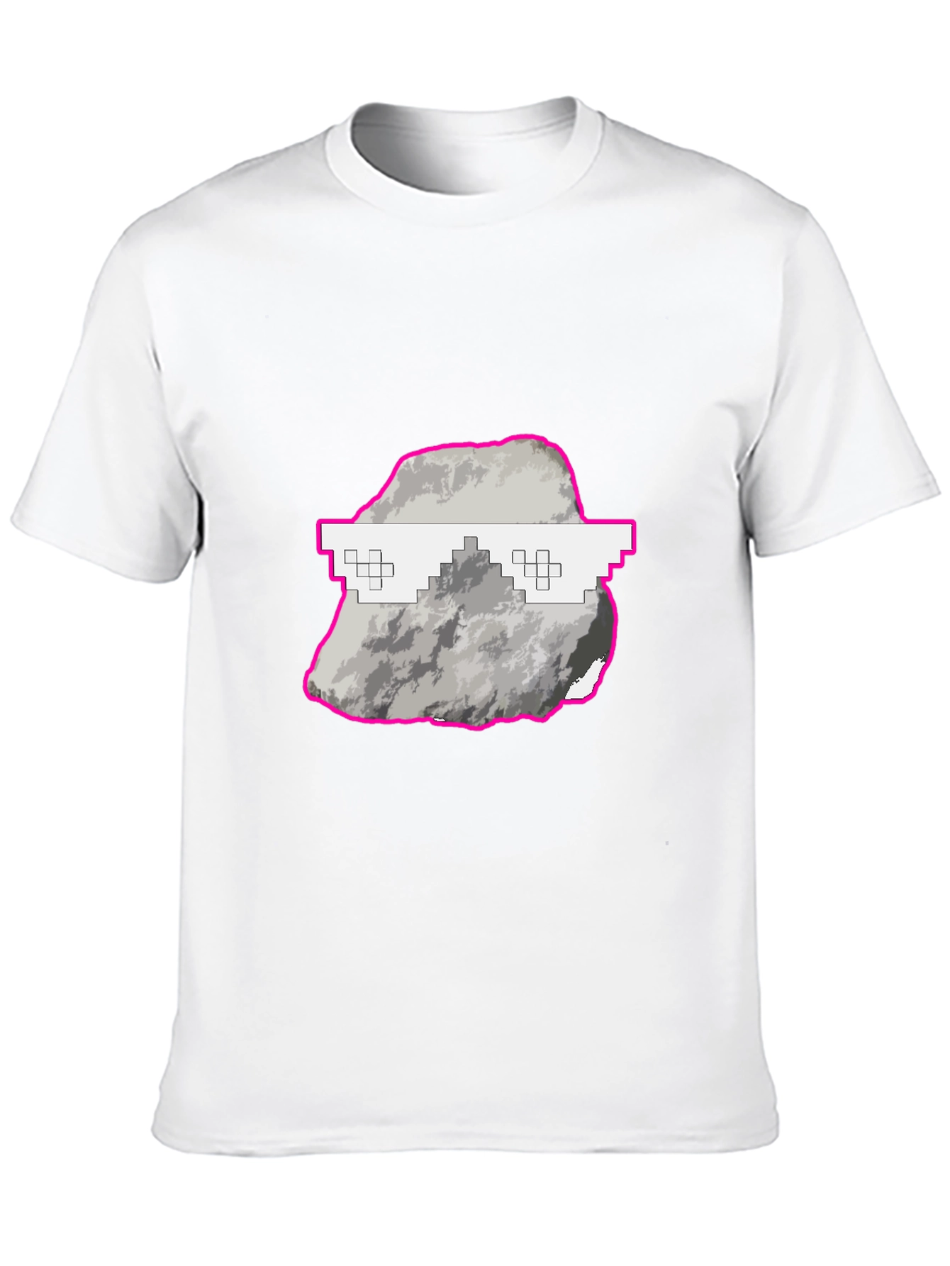 Cool Rock Graphic Tee - Trendy Pixel Glasses