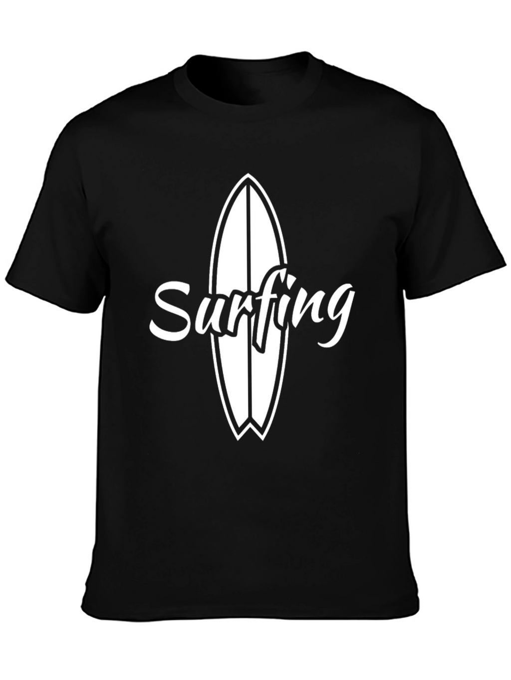 Surfing T-Shirt - Black Cotton Surfboard Tee