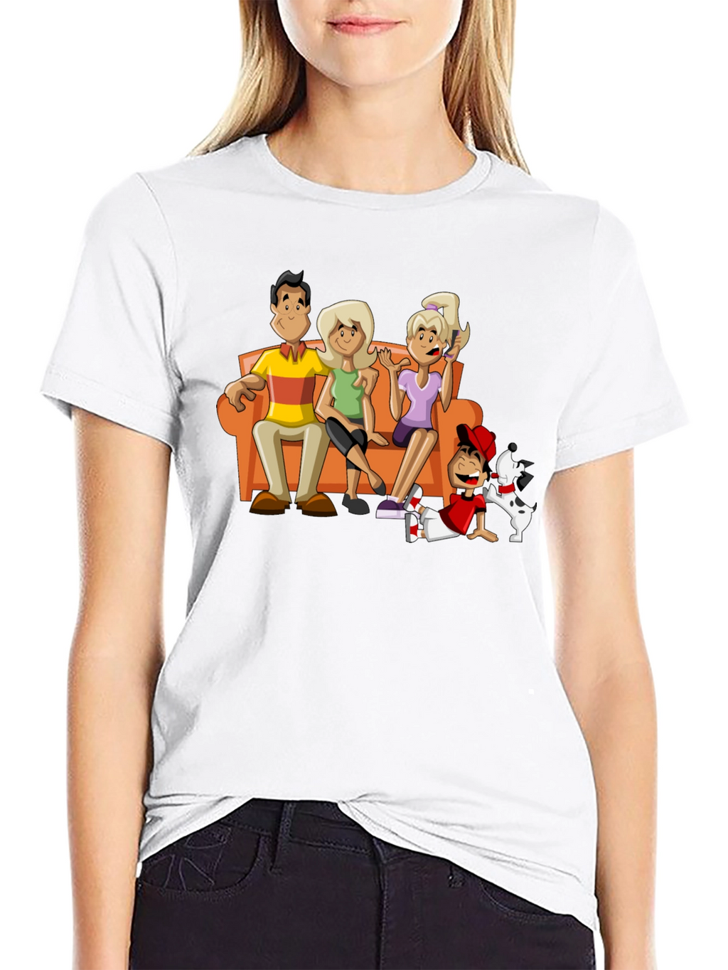 Cartoon Family Black T-Shirt