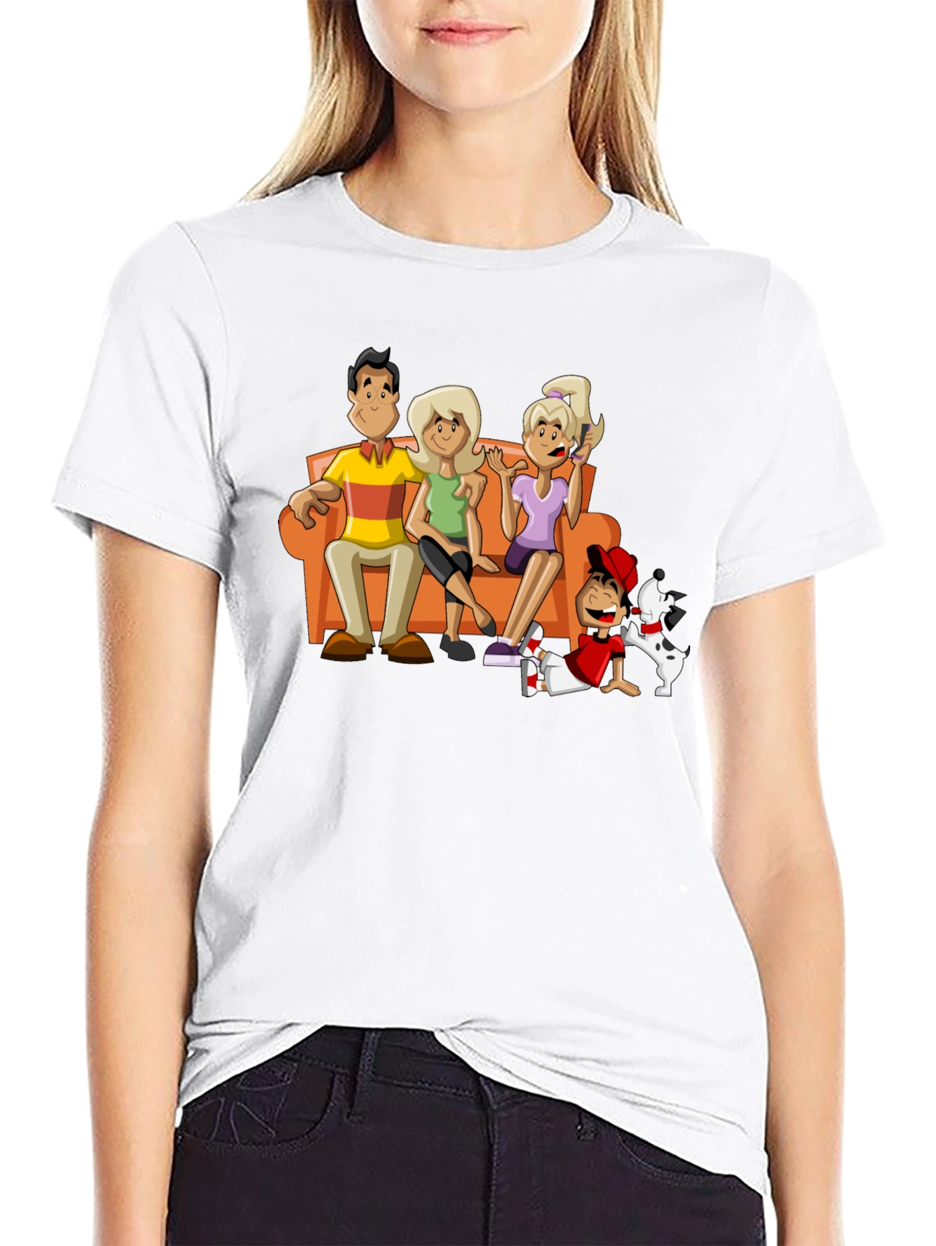 Cartoon Family Black T-Shirt