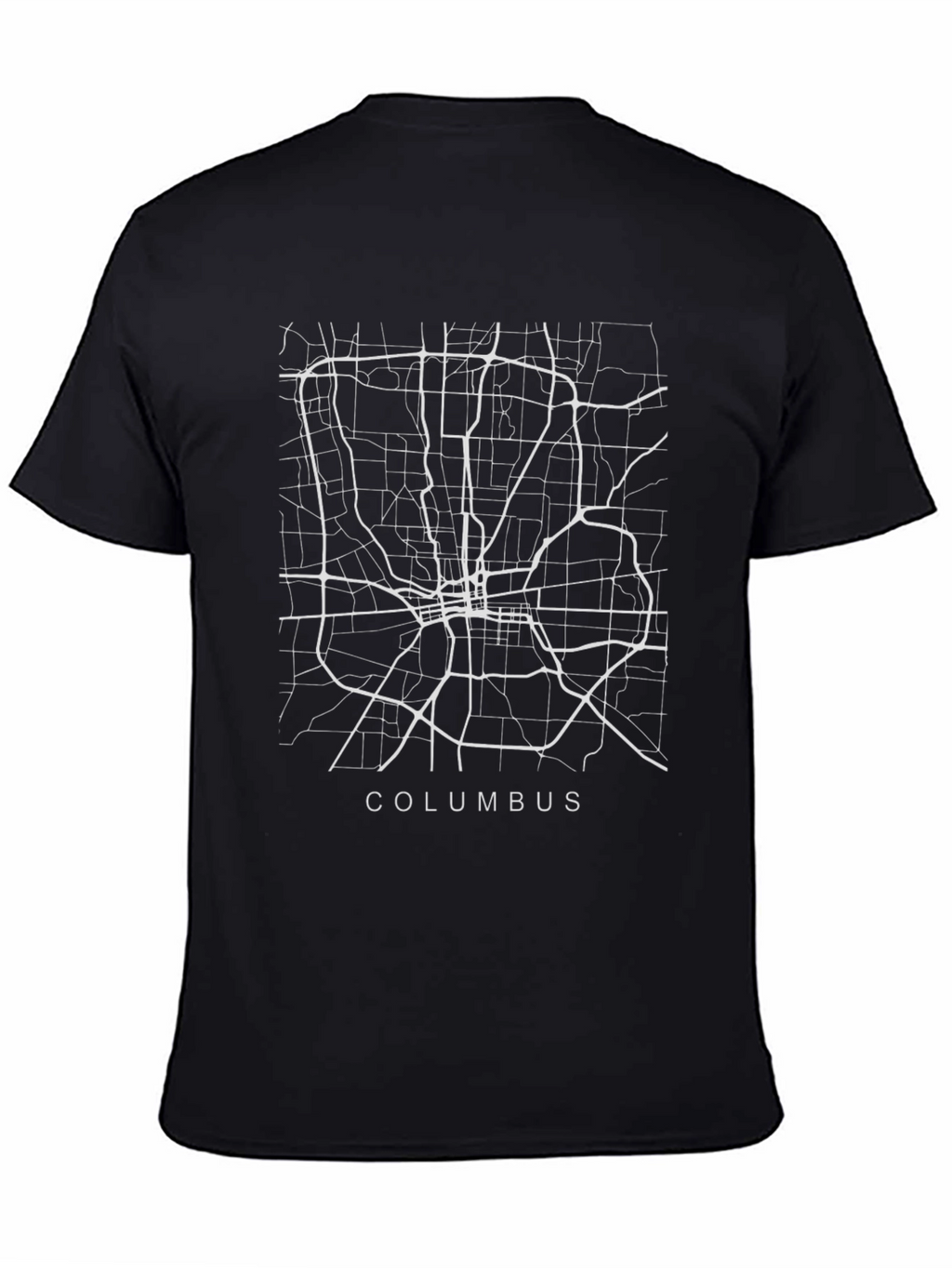 Columbus City Map Black Graphic T-Shirt