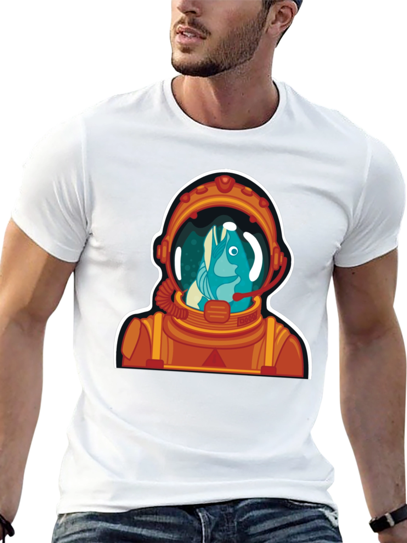 Astronaut Fish Graphic Tee - Space Humor