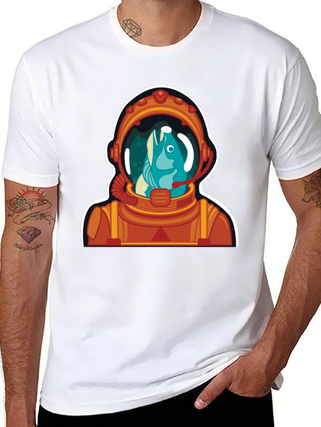 Astronaut Fish Graphic Tee - Space Humor