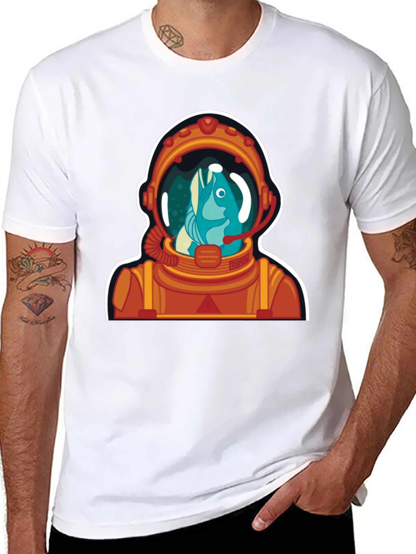 Astronaut Fish Graphic Tee - Space Humor