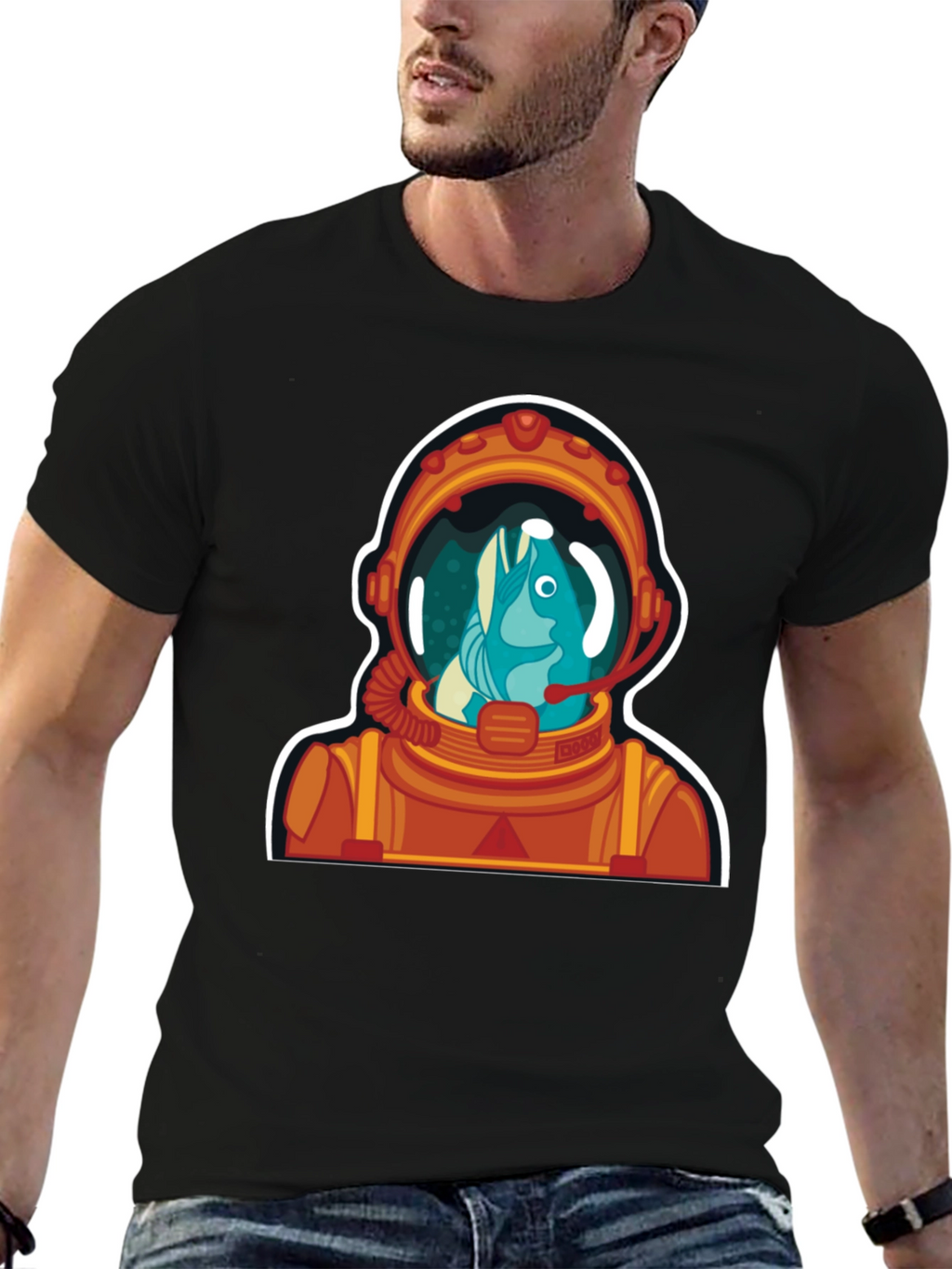 Astronaut Fish Graphic Tee - Space Humor