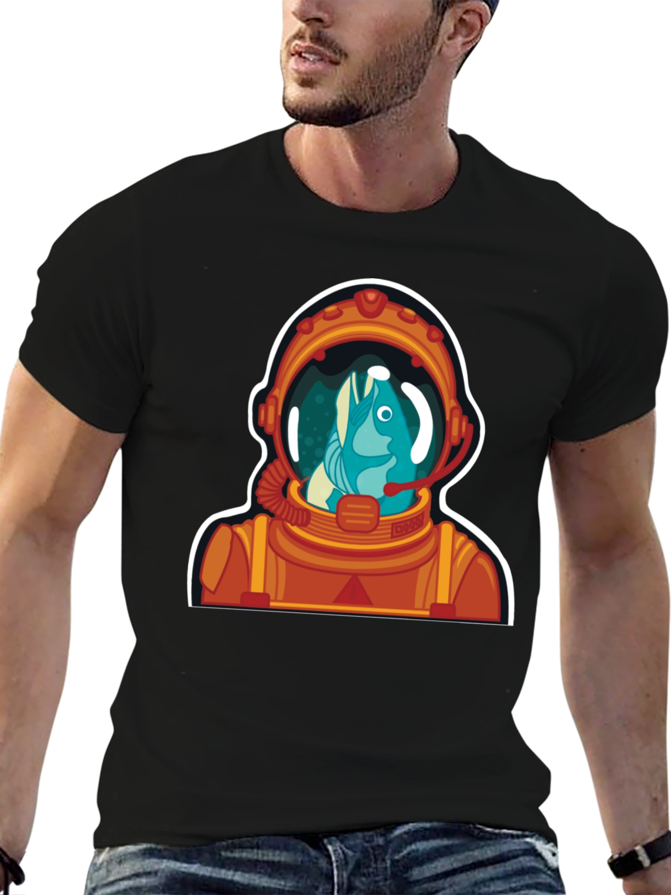 Astronaut Fish Graphic Tee - Space Humor