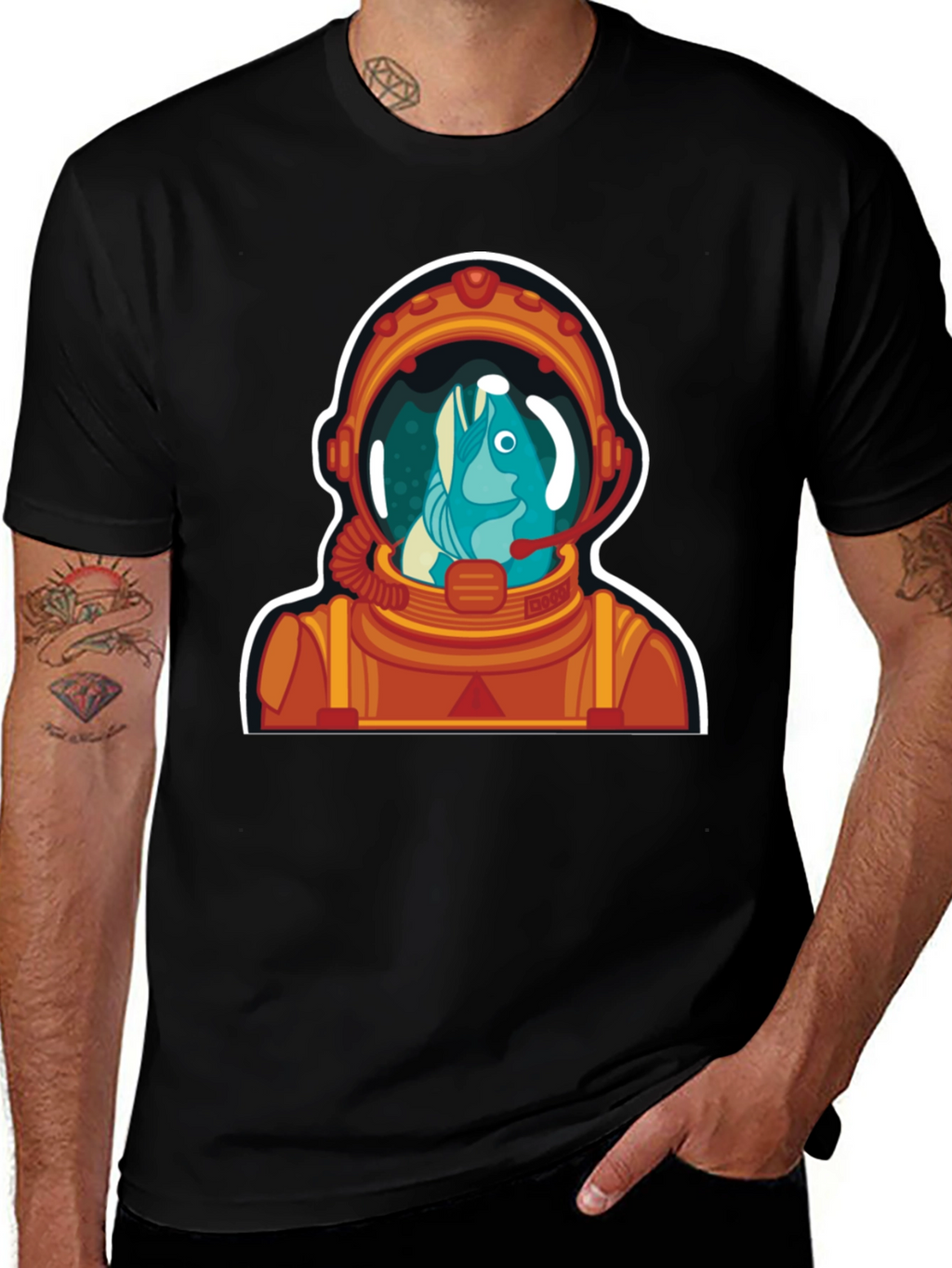 Astronaut Fish Graphic Tee - Space Humor