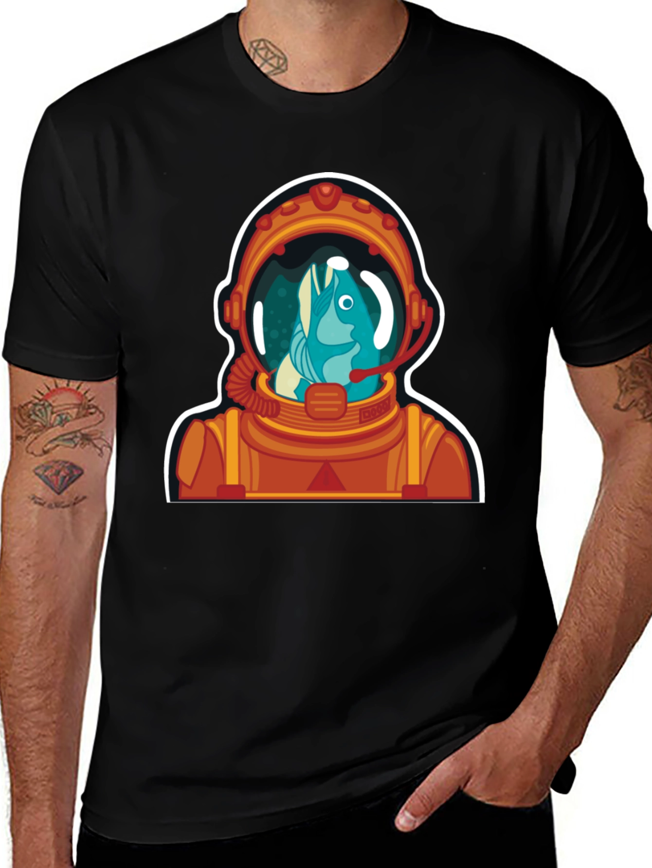 Astronaut Fish Graphic Tee - Space Humor