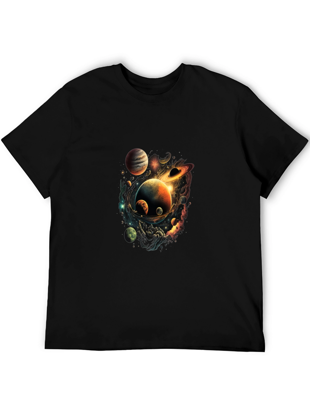 Cosmic Planets Graphic Black T-Shirt