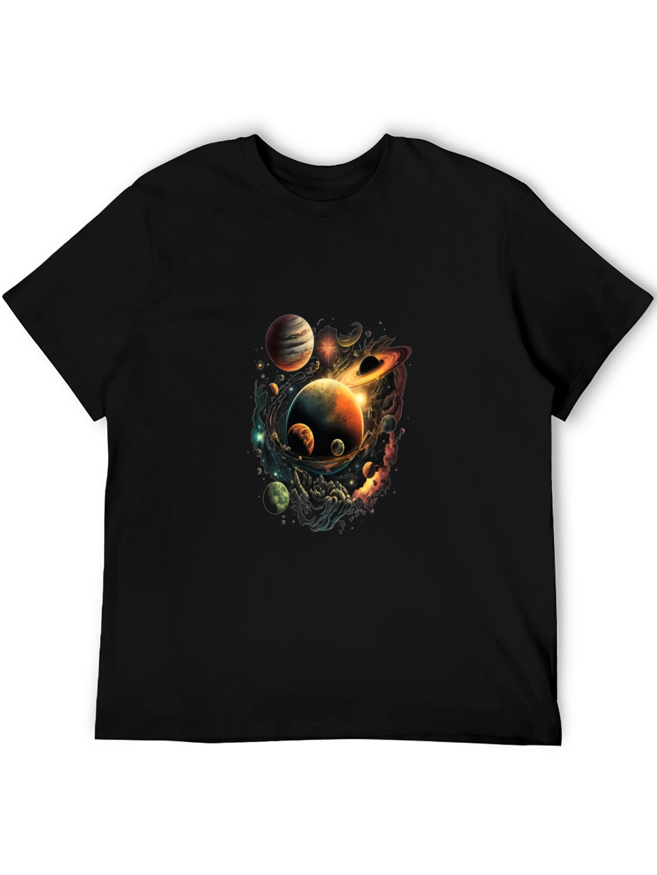 Cosmic Planets Graphic Black T-Shirt
