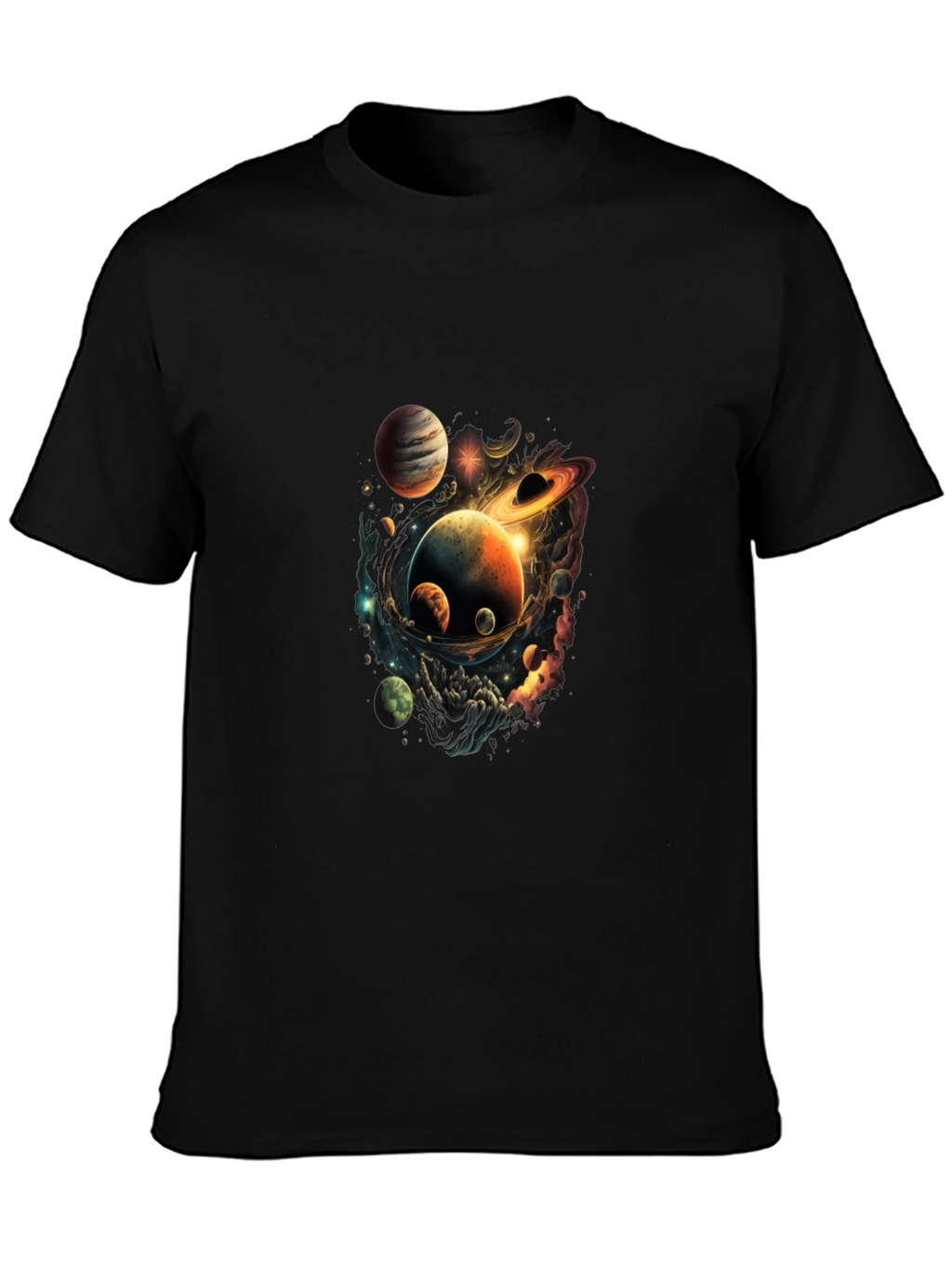 Cosmic Planets Graphic Black T-Shirt