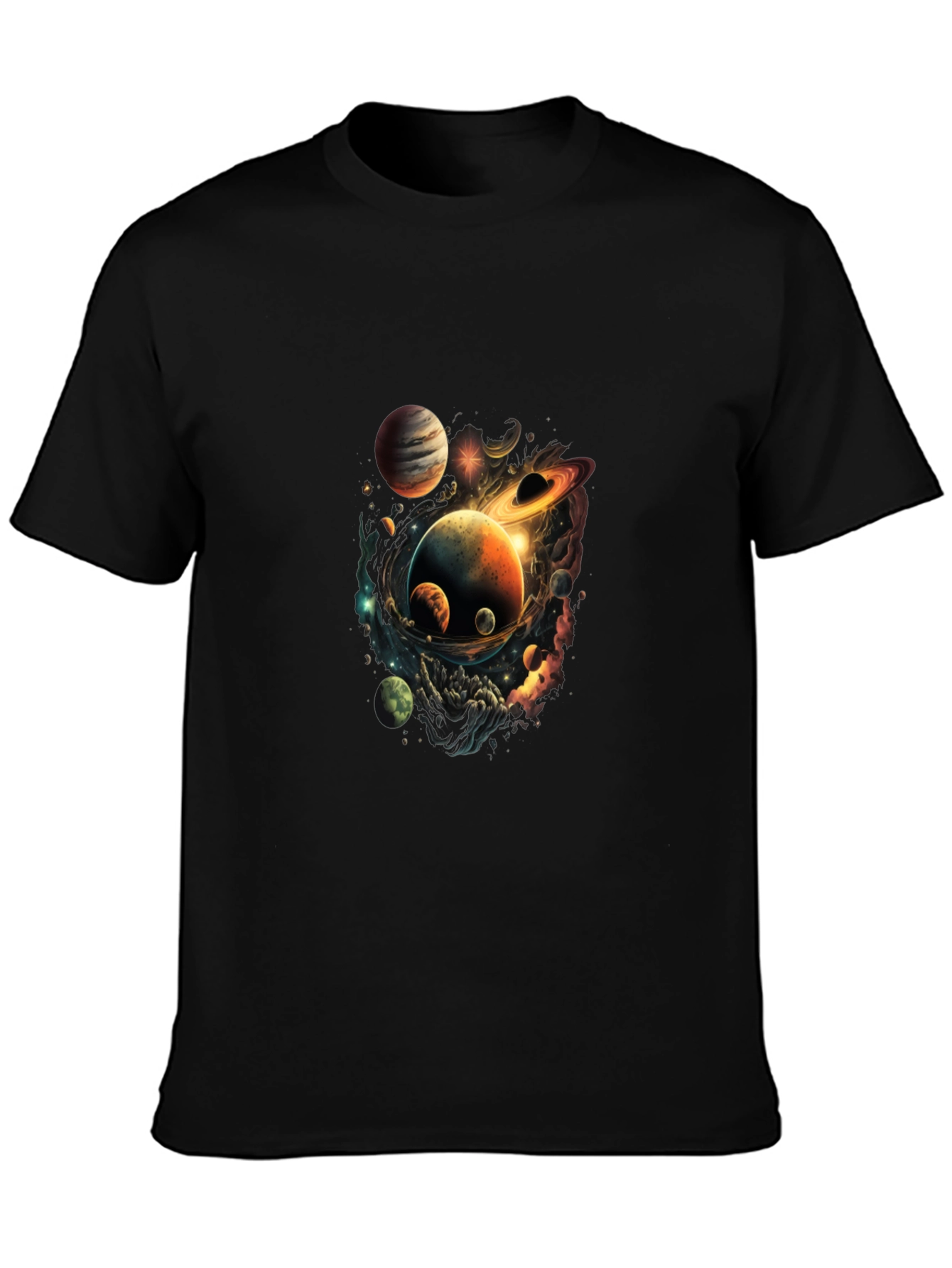 Cosmic Planets Graphic Black T-Shirt