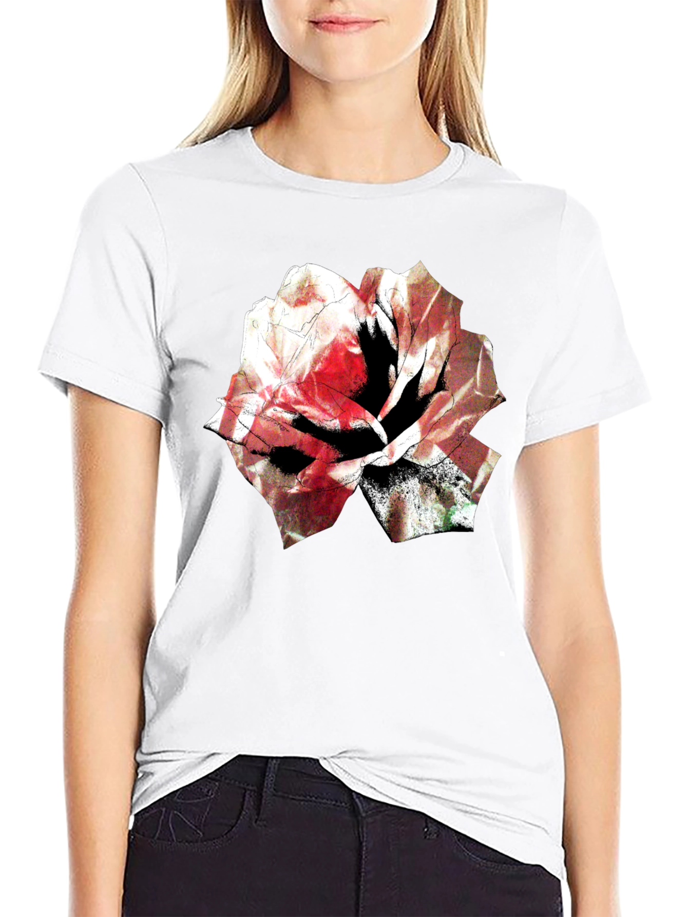 Floral Graphic Tee - Bold Rose Design