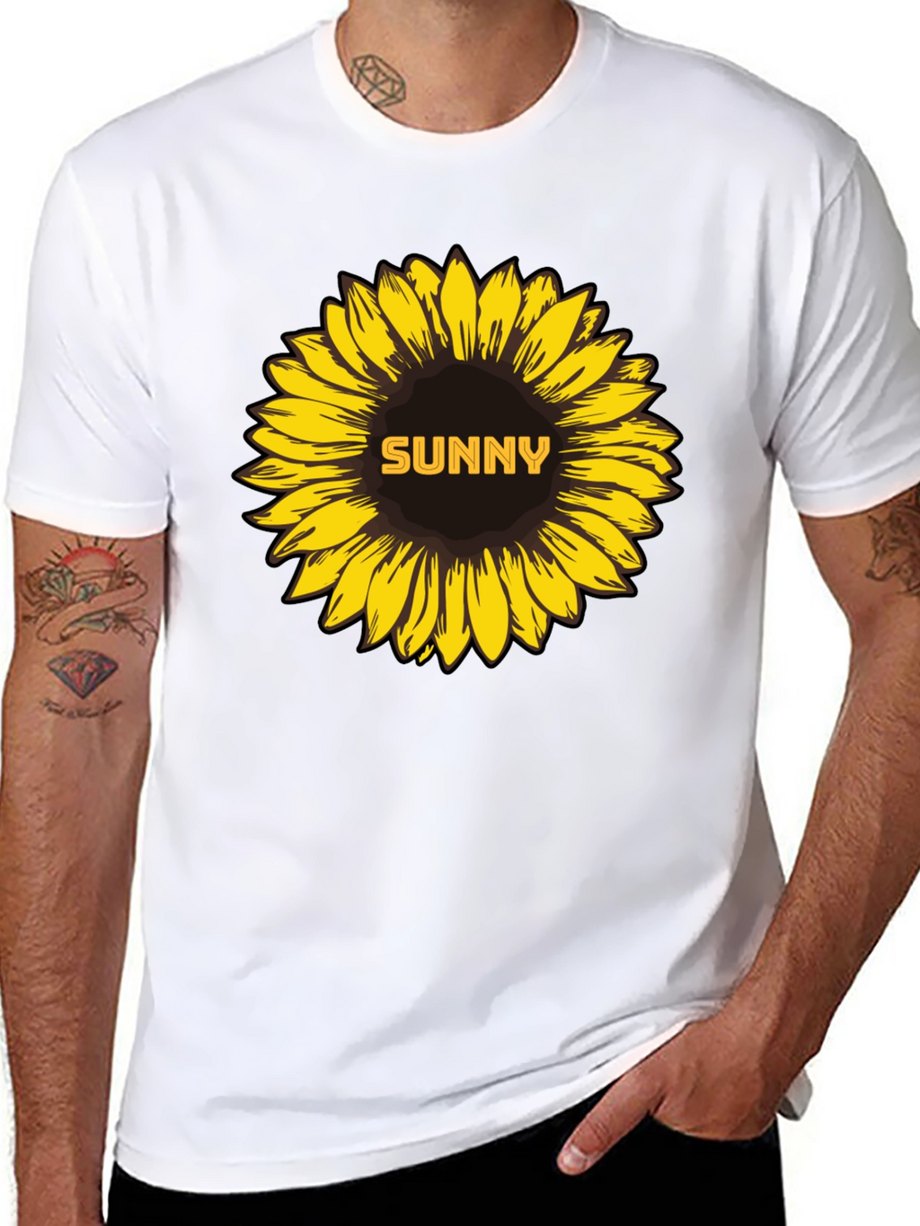 Sunny Sunflower Graphic Tee - Stylish Black T-Shirt
