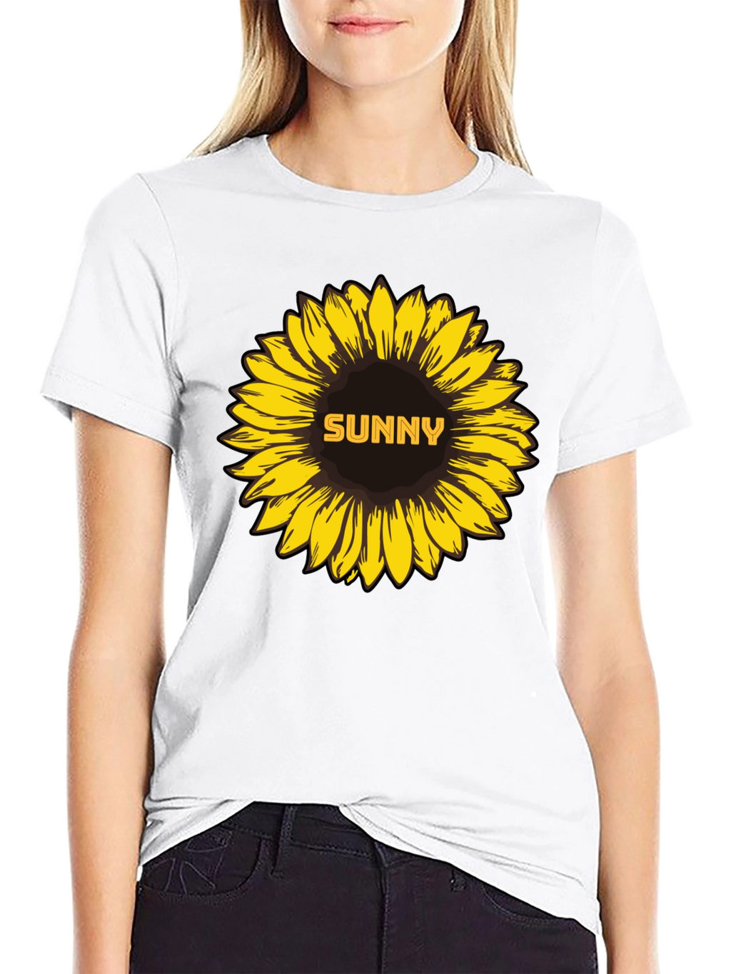 Sunny Sunflower Graphic Tee - Stylish Black T-Shirt