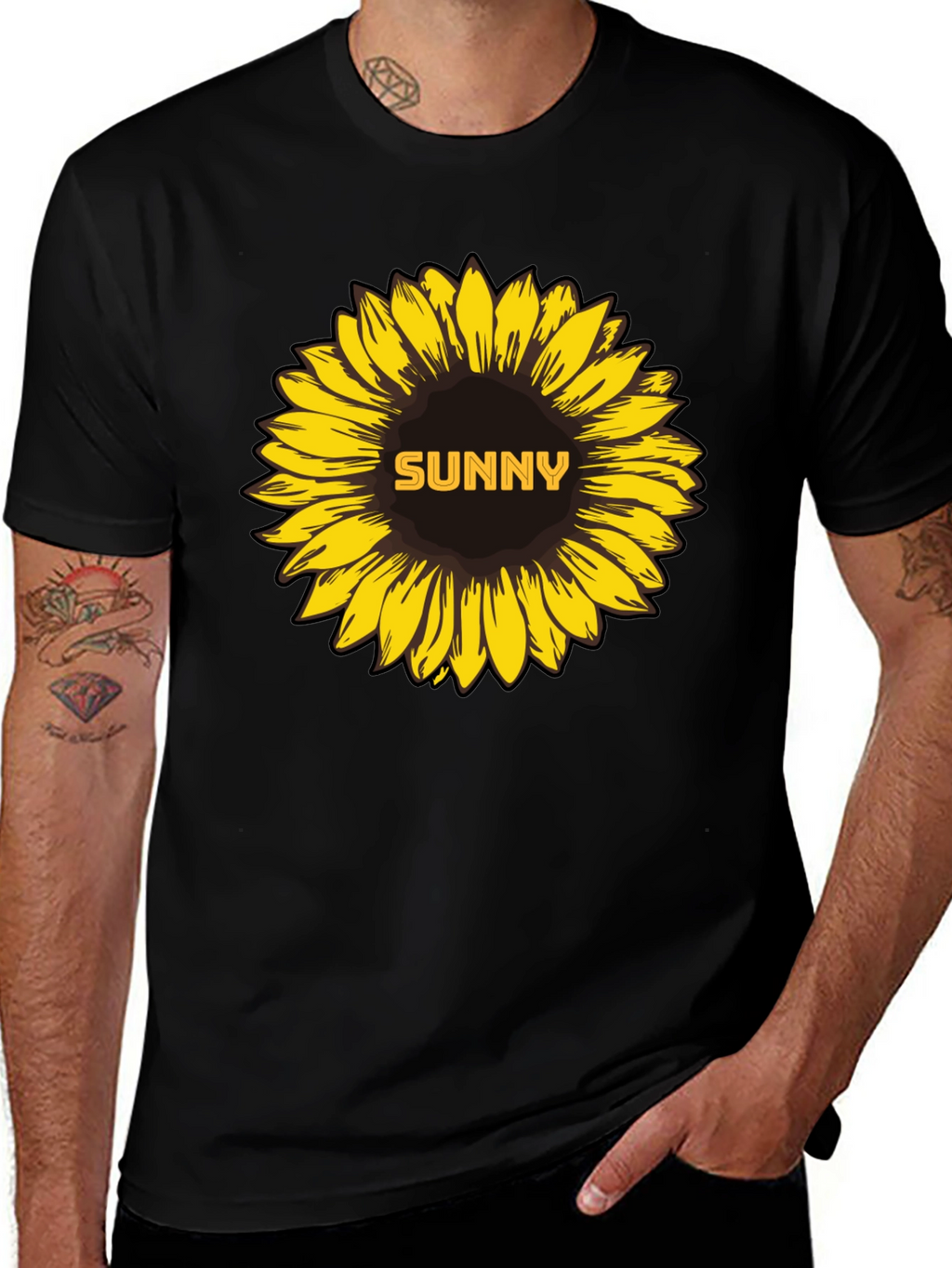 Sunny Sunflower Graphic Tee - Stylish Black T-Shirt