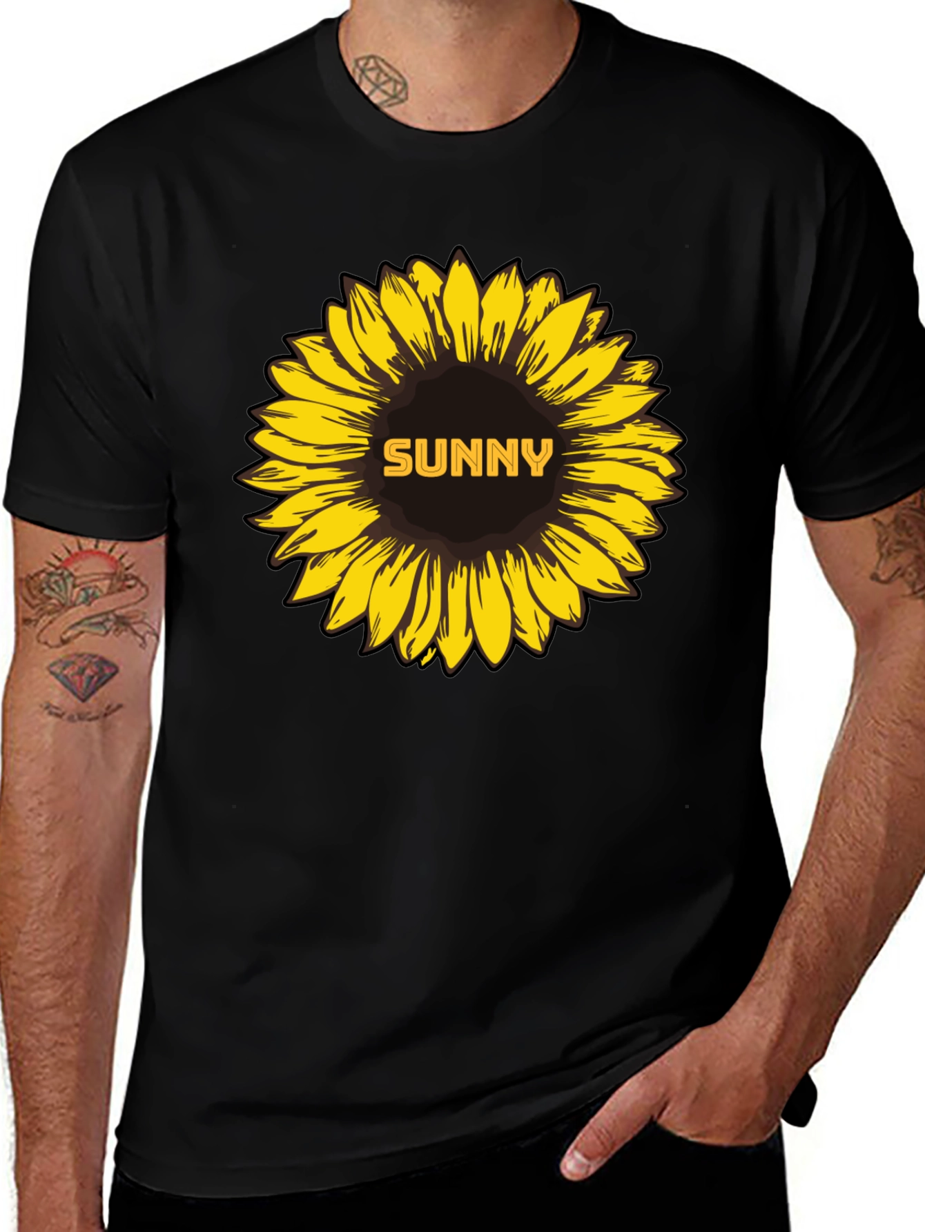 Sunny Sunflower Graphic Tee - Stylish Black T-Shirt