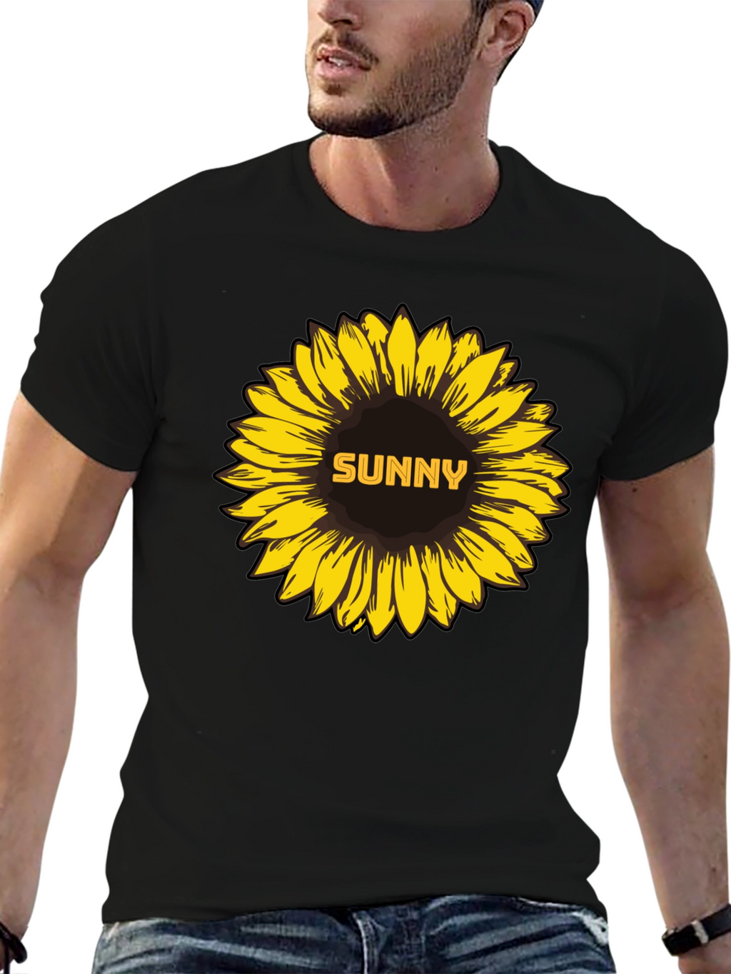 Sunny Sunflower Graphic Tee - Stylish Black T-Shirt