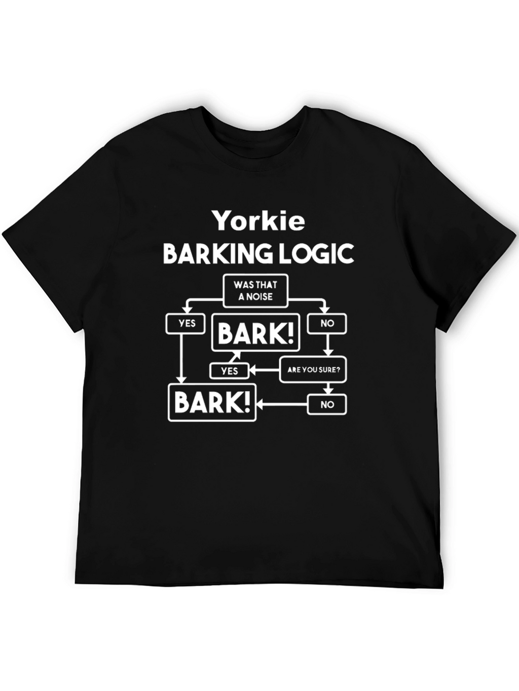 Yorkie Barking Logic Black T-Shirt Funny Dog Tee