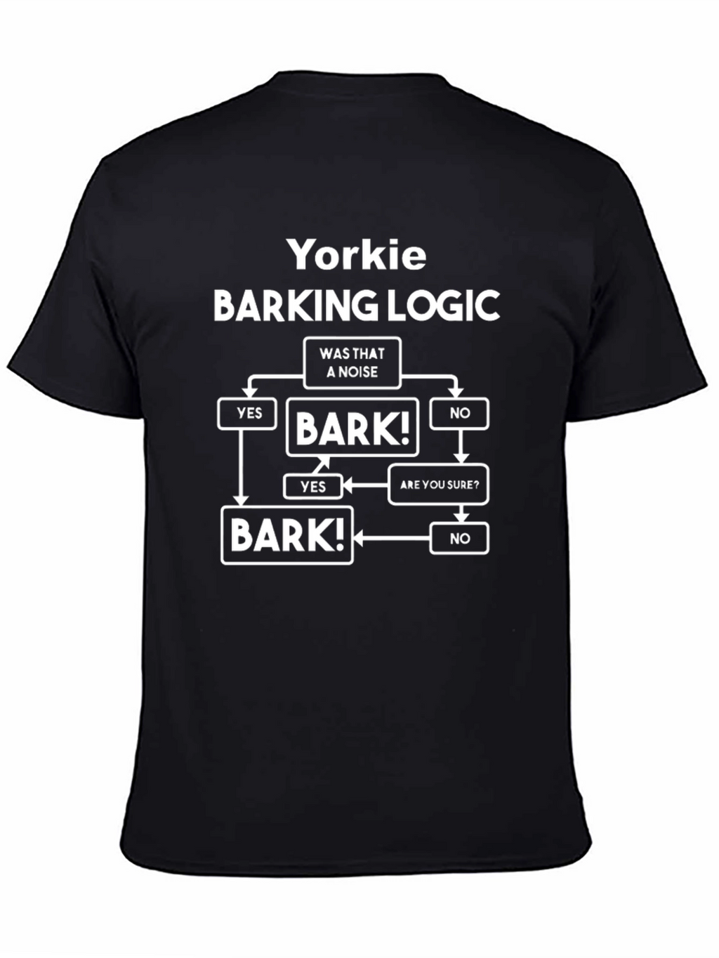 Yorkie Barking Logic Black T-Shirt Funny Dog Tee