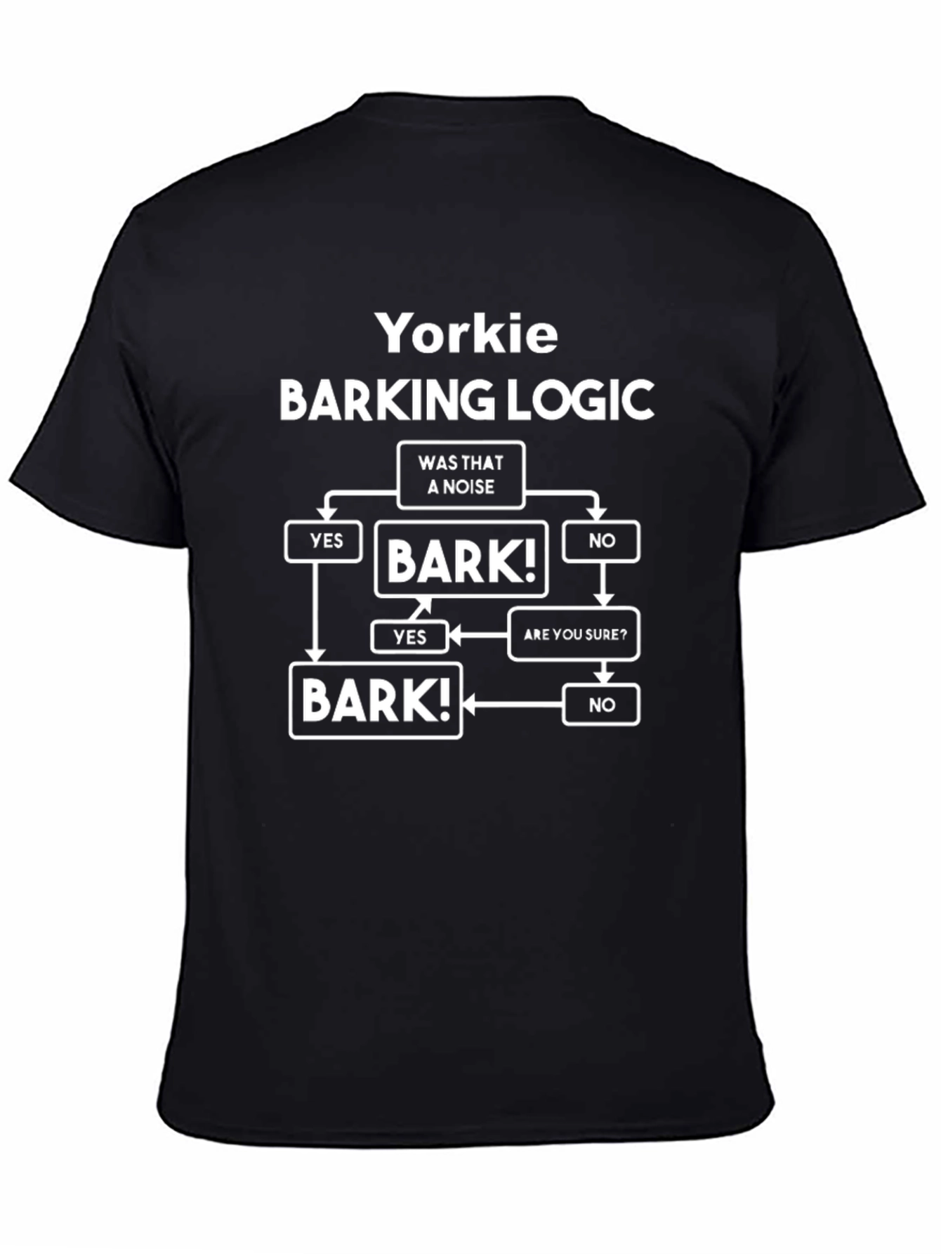 Yorkie Barking Logic Black T-Shirt Funny Dog Tee