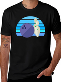 Retro Bowling Ball and Pins Graphic Tee