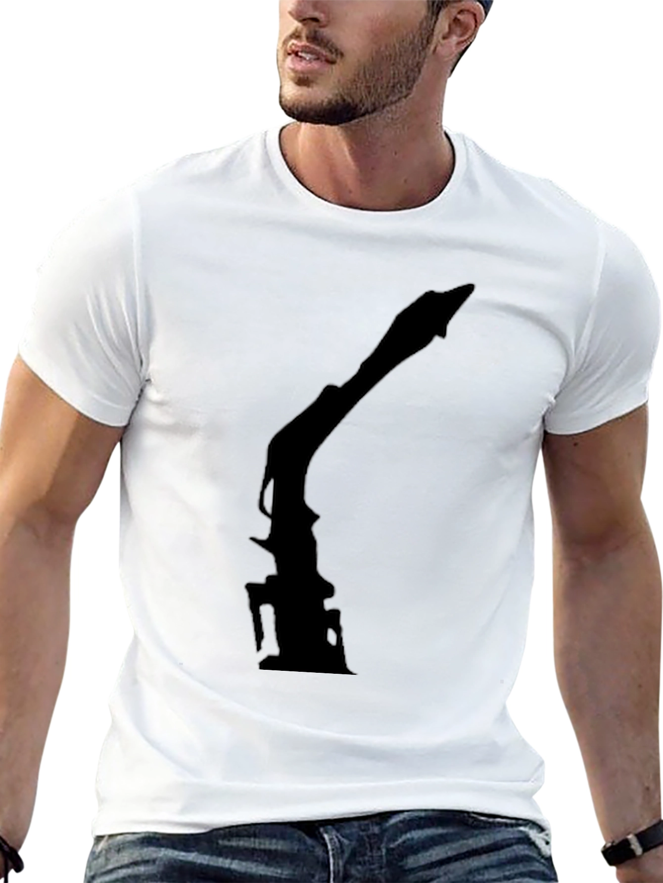 Silhouette Crane T-Shirt - Modern Black Tee