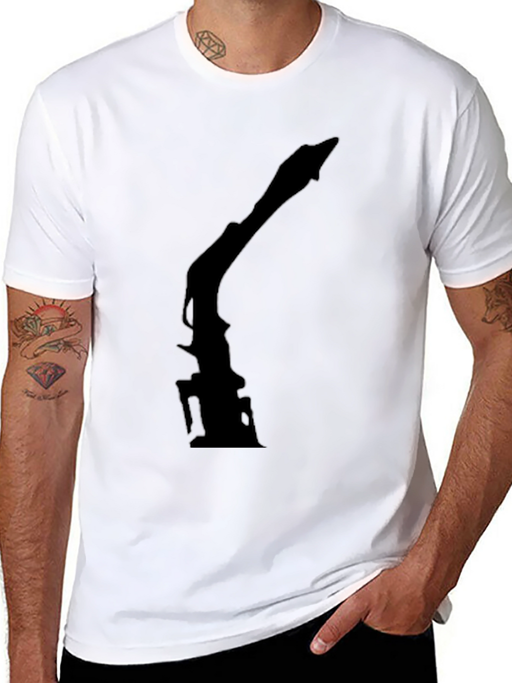 Silhouette Crane T-Shirt - Modern Black Tee