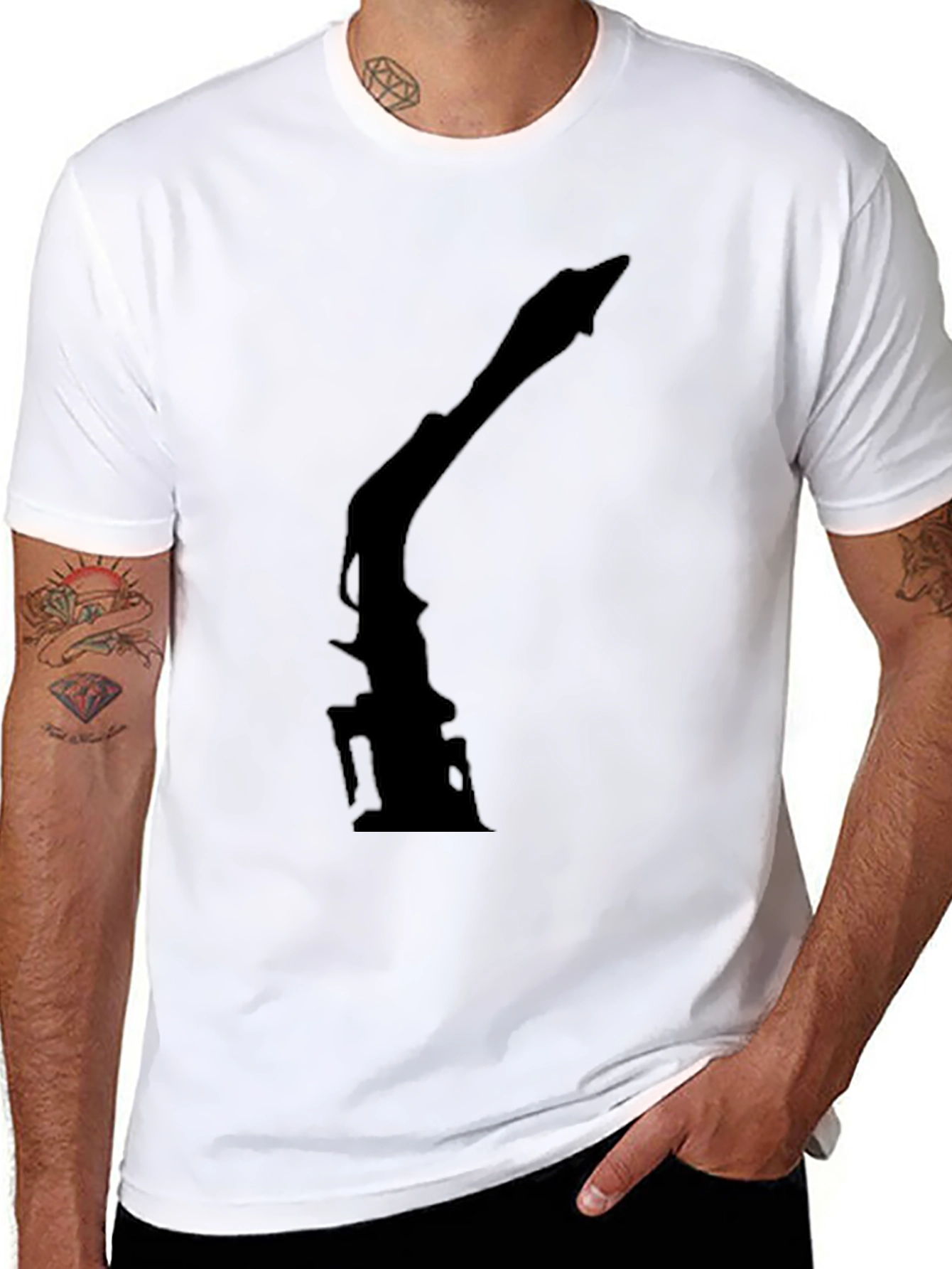 Silhouette Crane T-Shirt - Modern Black Tee