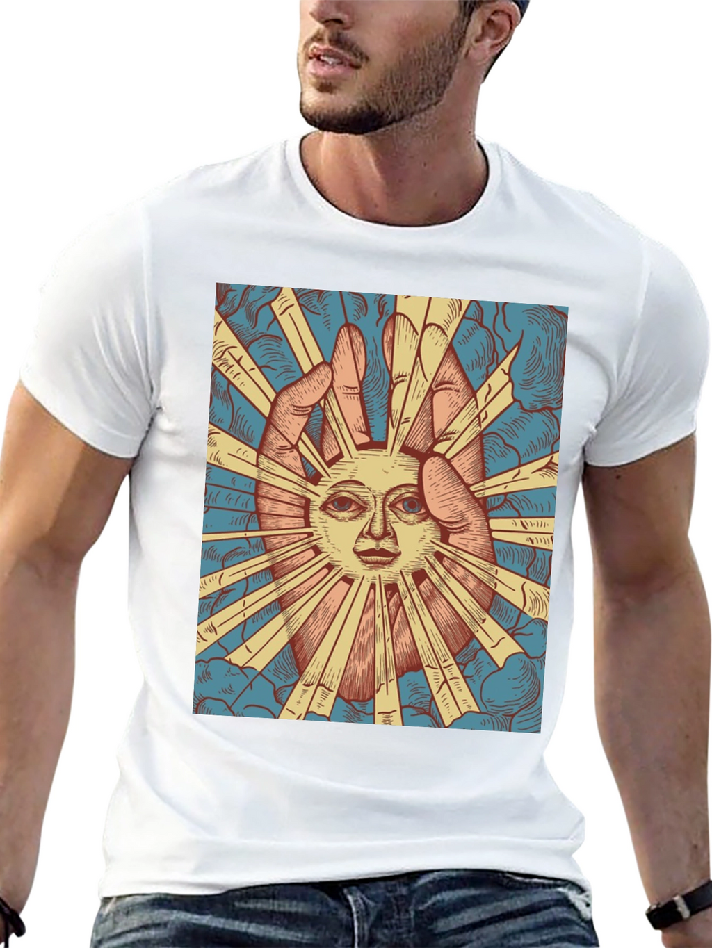 Sun Face Graphic Tee - Black