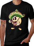 Baseball Man Sombrero Black T-Shirt