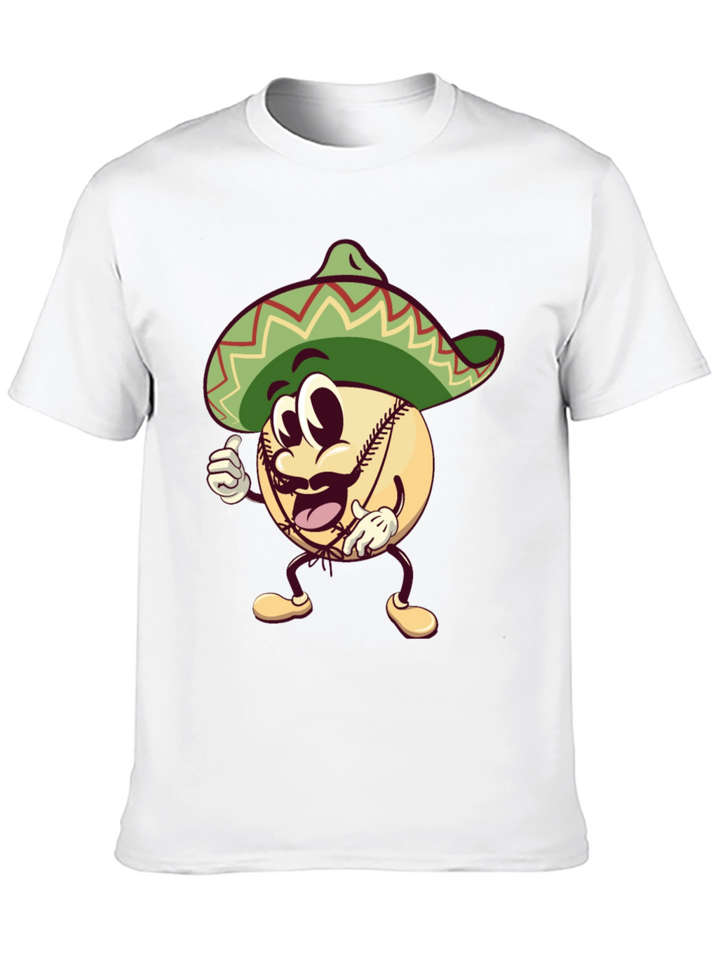 Baseball Man Sombrero Black T-Shirt