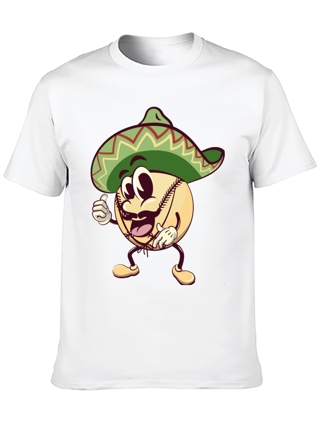 Baseball Man Sombrero Black T-Shirt