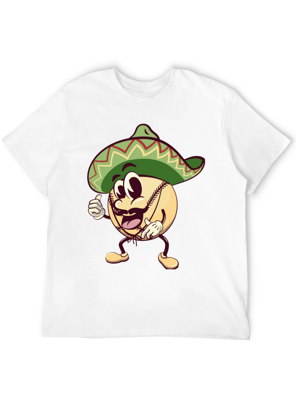 Baseball Man Sombrero Black T-Shirt
