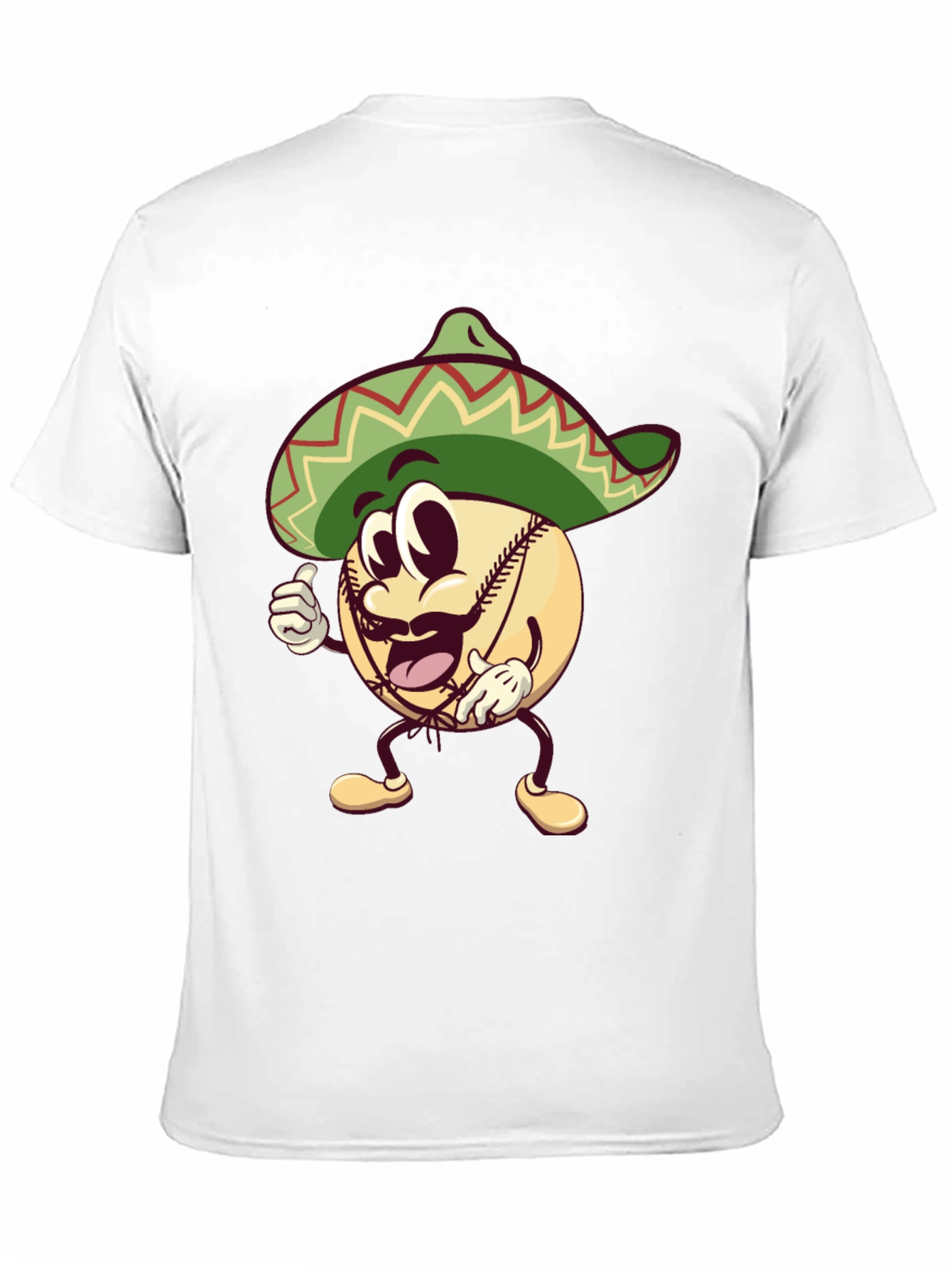 Baseball Man Sombrero Black T-Shirt